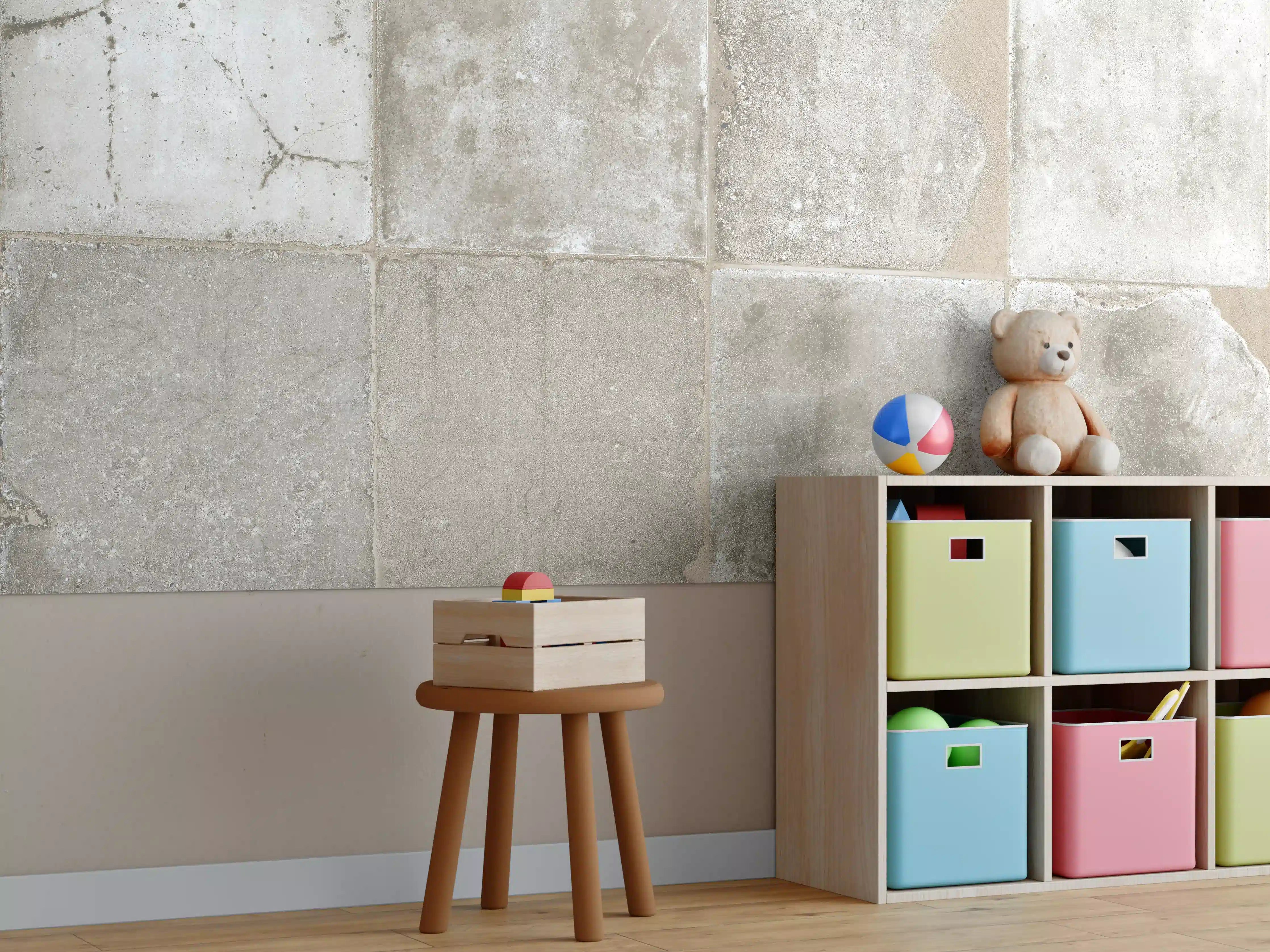Kinderzimmer Wandgestaltung - Beige Grau Steinwand-Textur