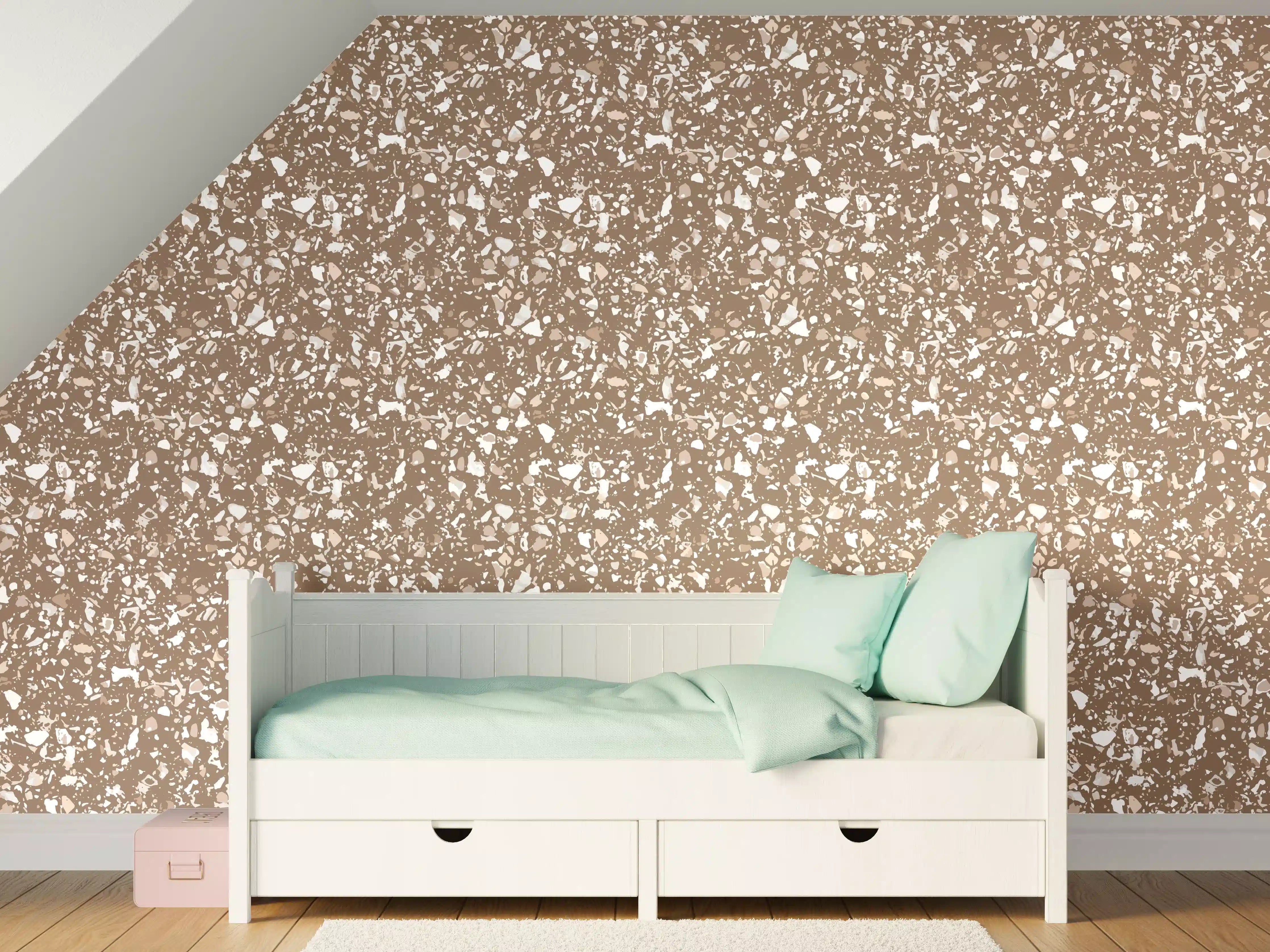 Kinderzimmer Wandgestaltung - Beige-Grau-Terrazzo-Textur