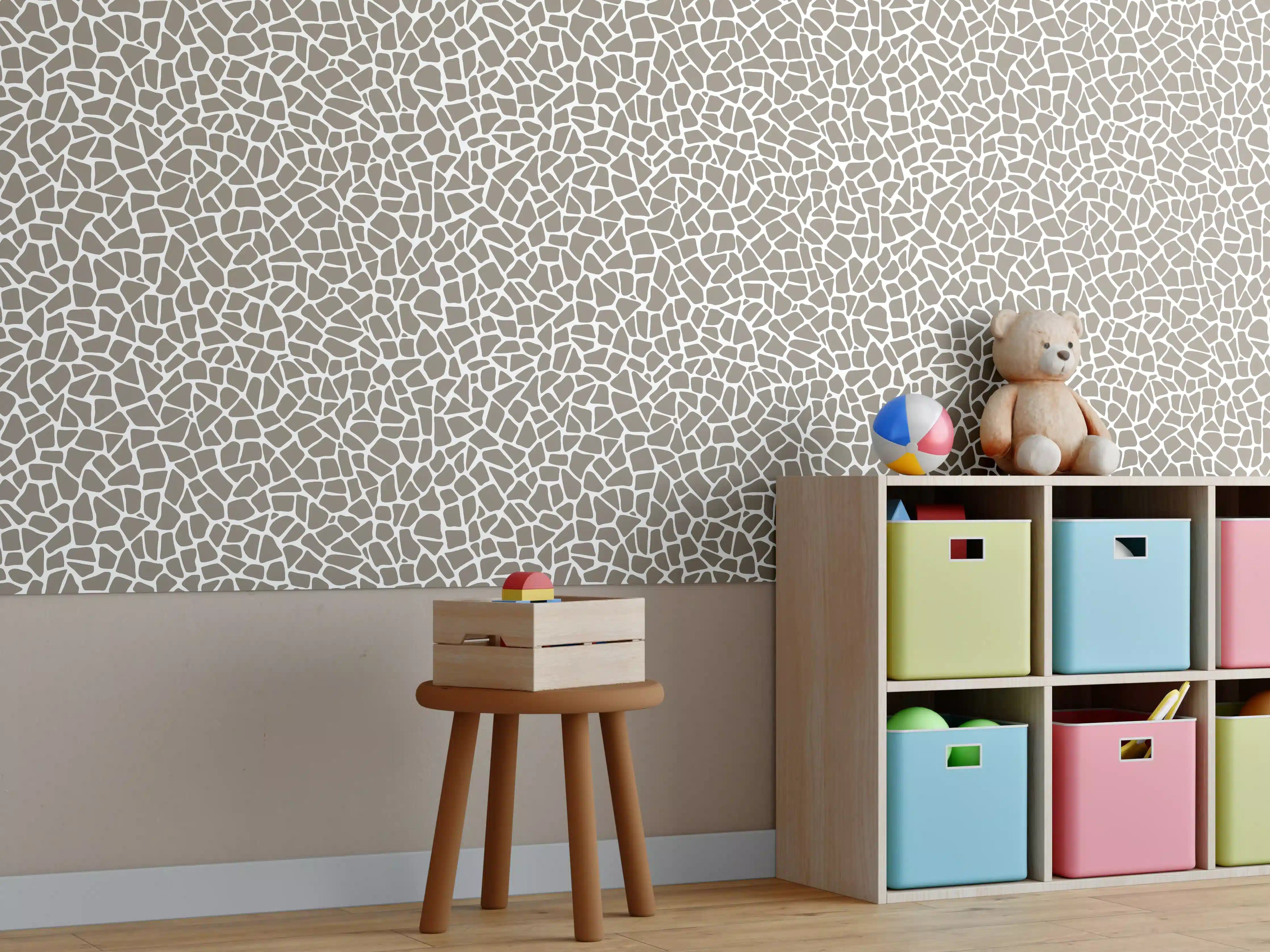 Kinderzimmer Wandgestaltung - Beige-Grau-Tessere-Textur
