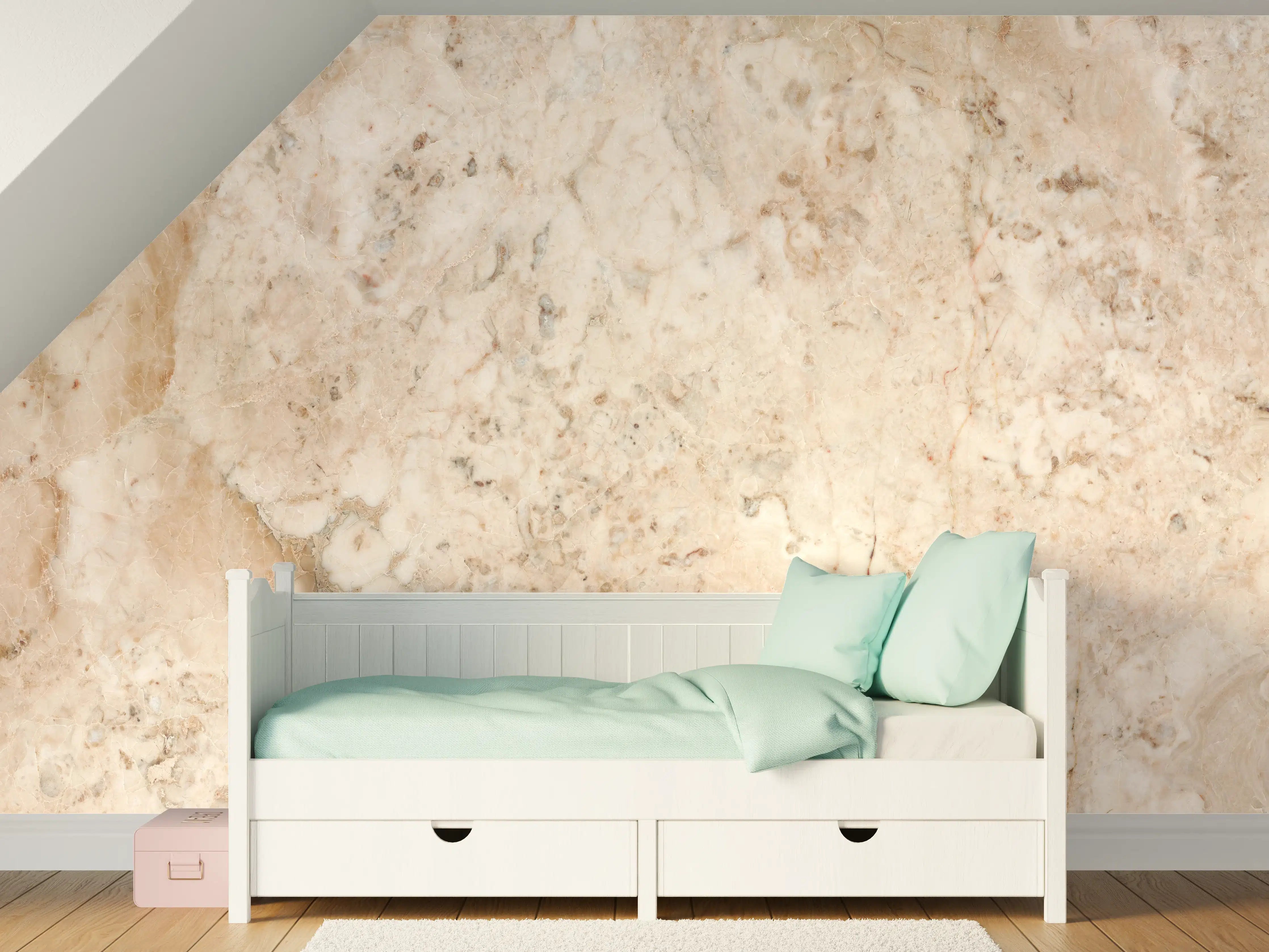 Kinderzimmer Wandgestaltung - Beige Marmor-Optik mit feinen Strukturen