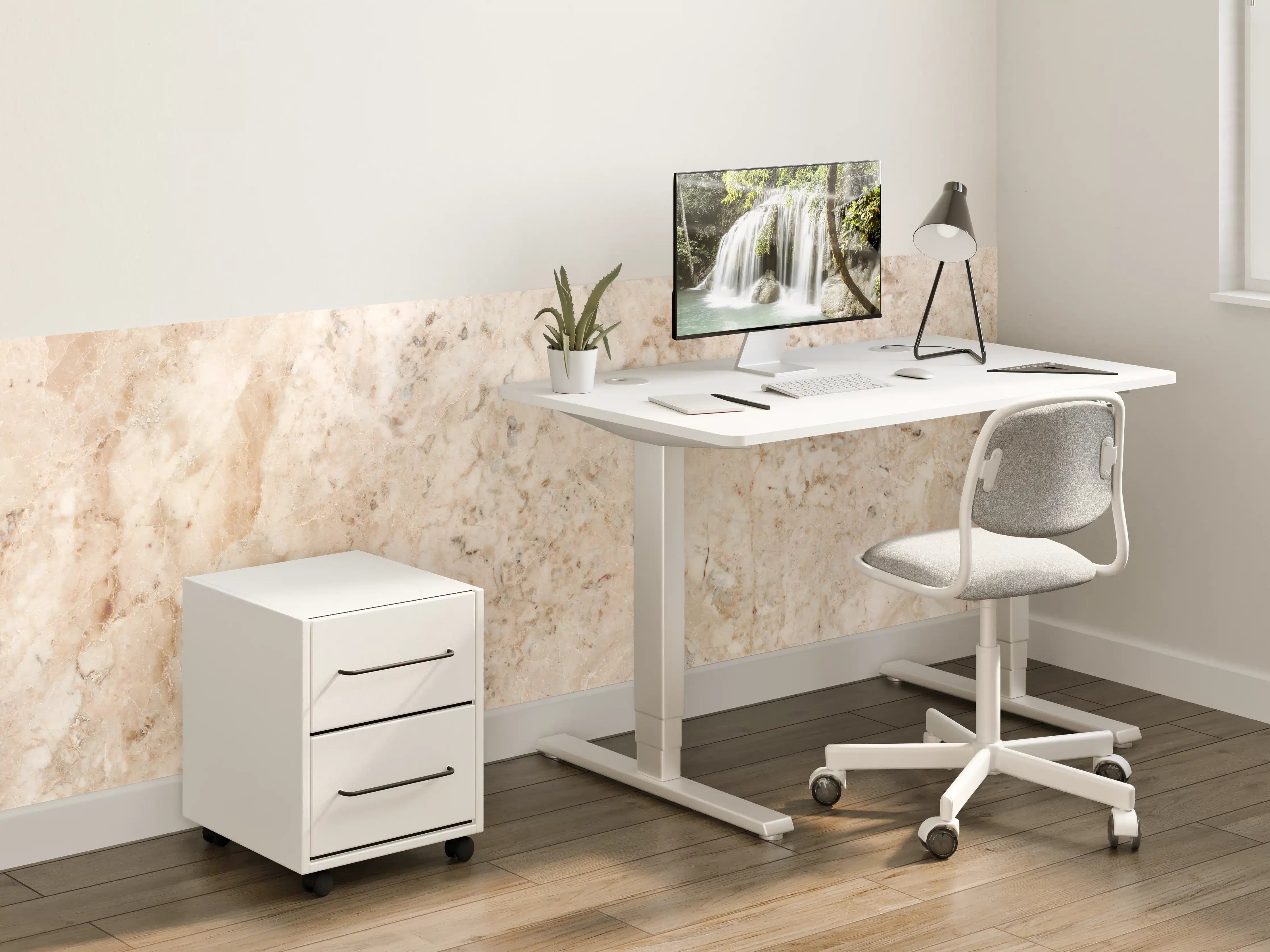 Kinderzimmer Wandgestaltung - Beige Marmor-Optik mit feinen Strukturen