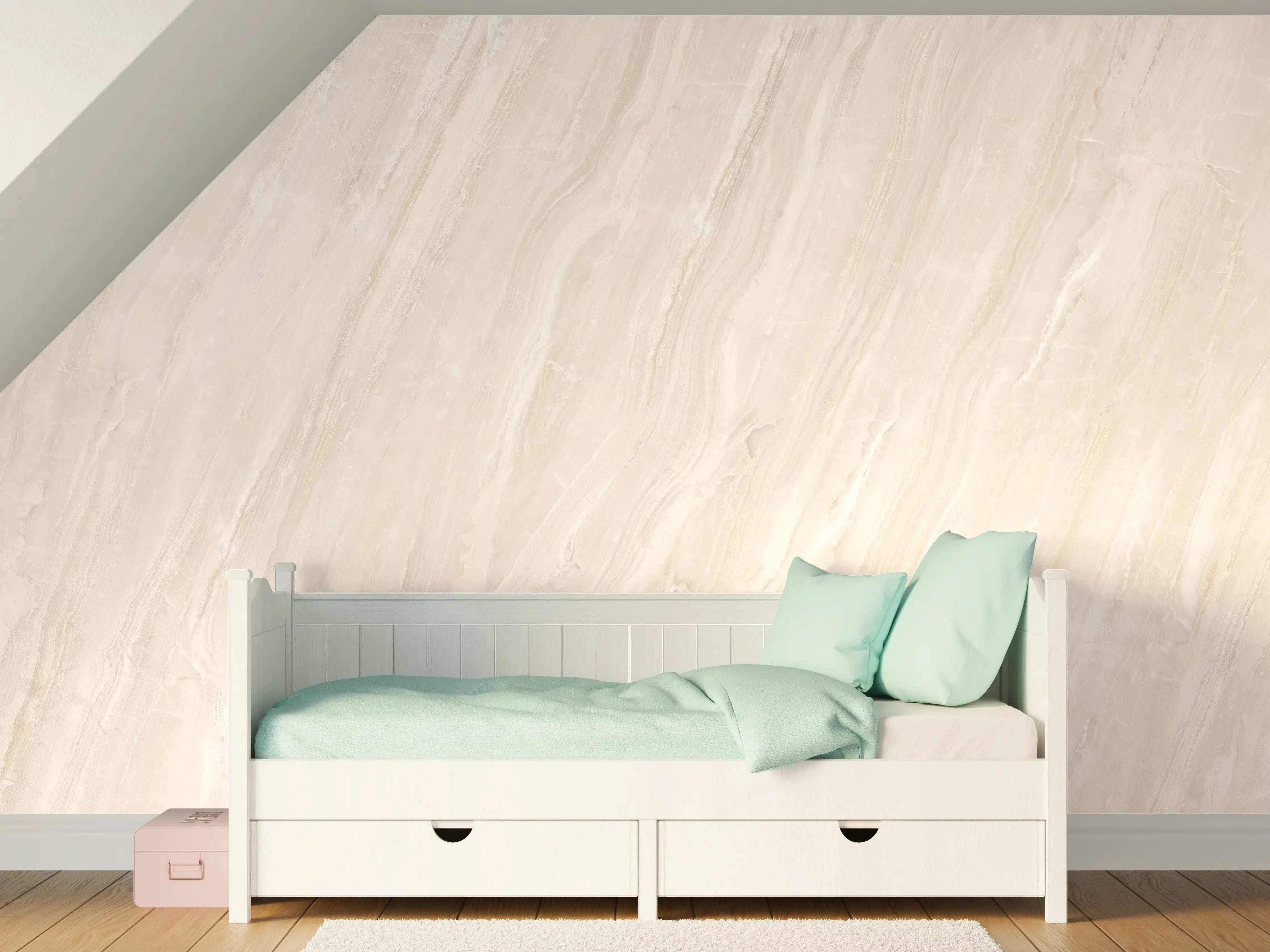 Kinderzimmer Wandgestaltung - Beige Marmorstruktur in Nahaufnahme