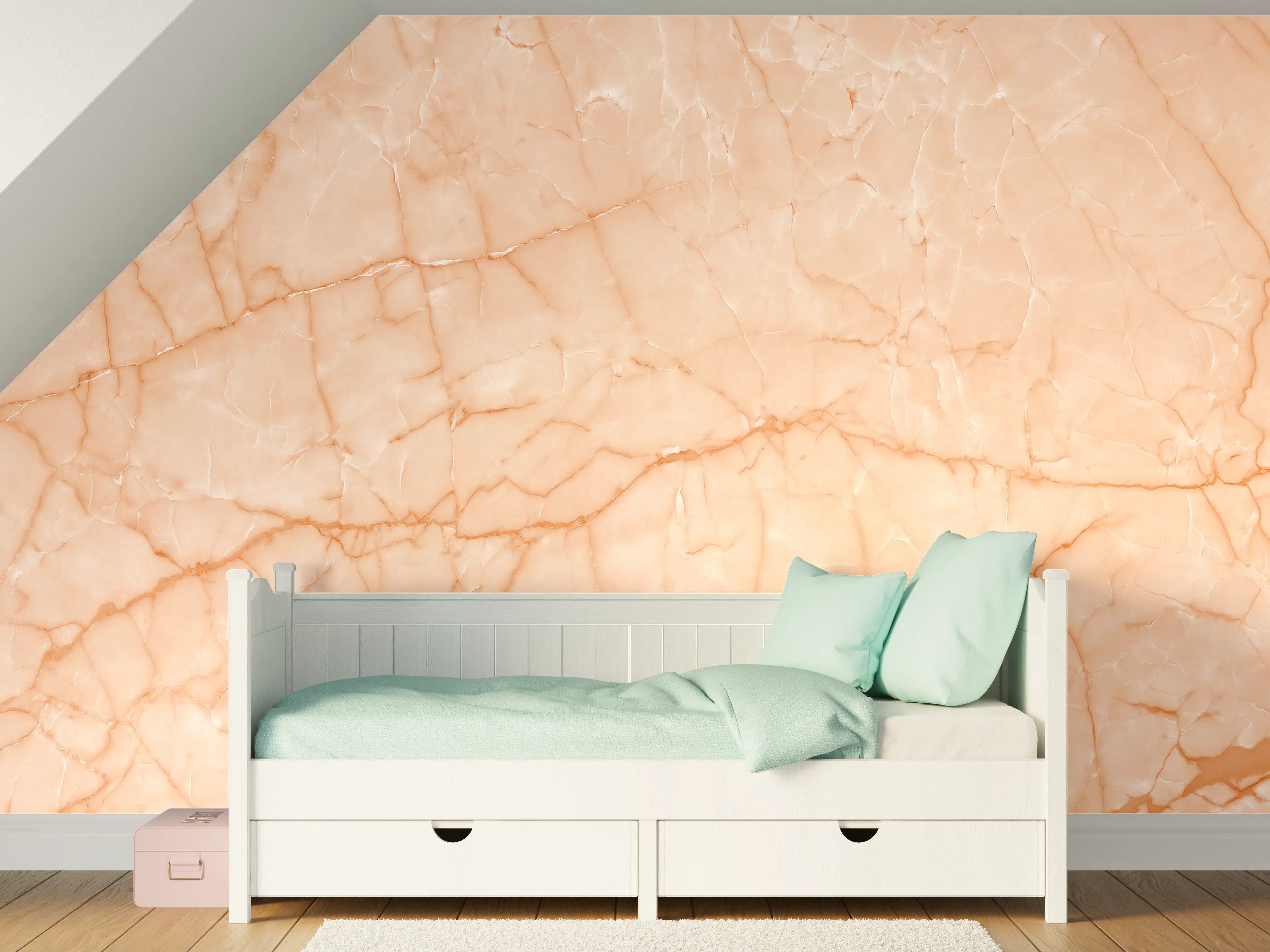Kinderzimmer Wandgestaltung - Beige Marmorstruktur mit zarten Linien