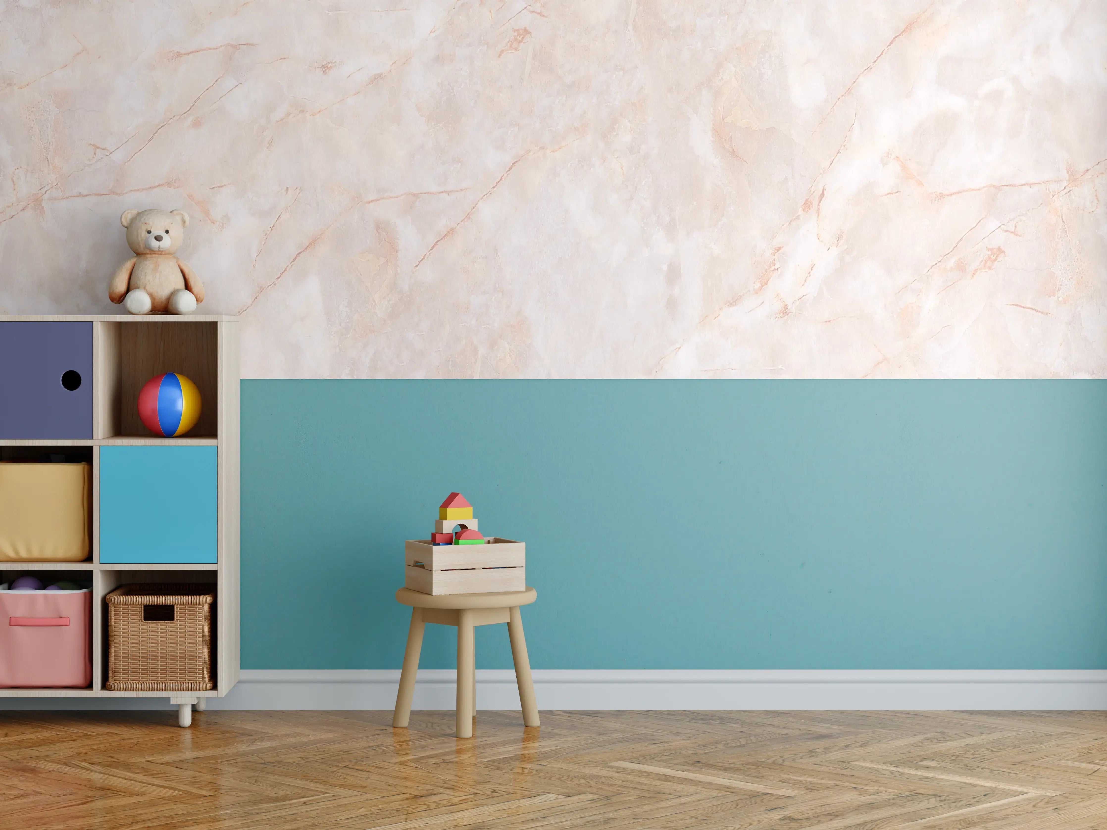 Kinderzimmer Wandgestaltung - Beige-Rosa Marmorstein