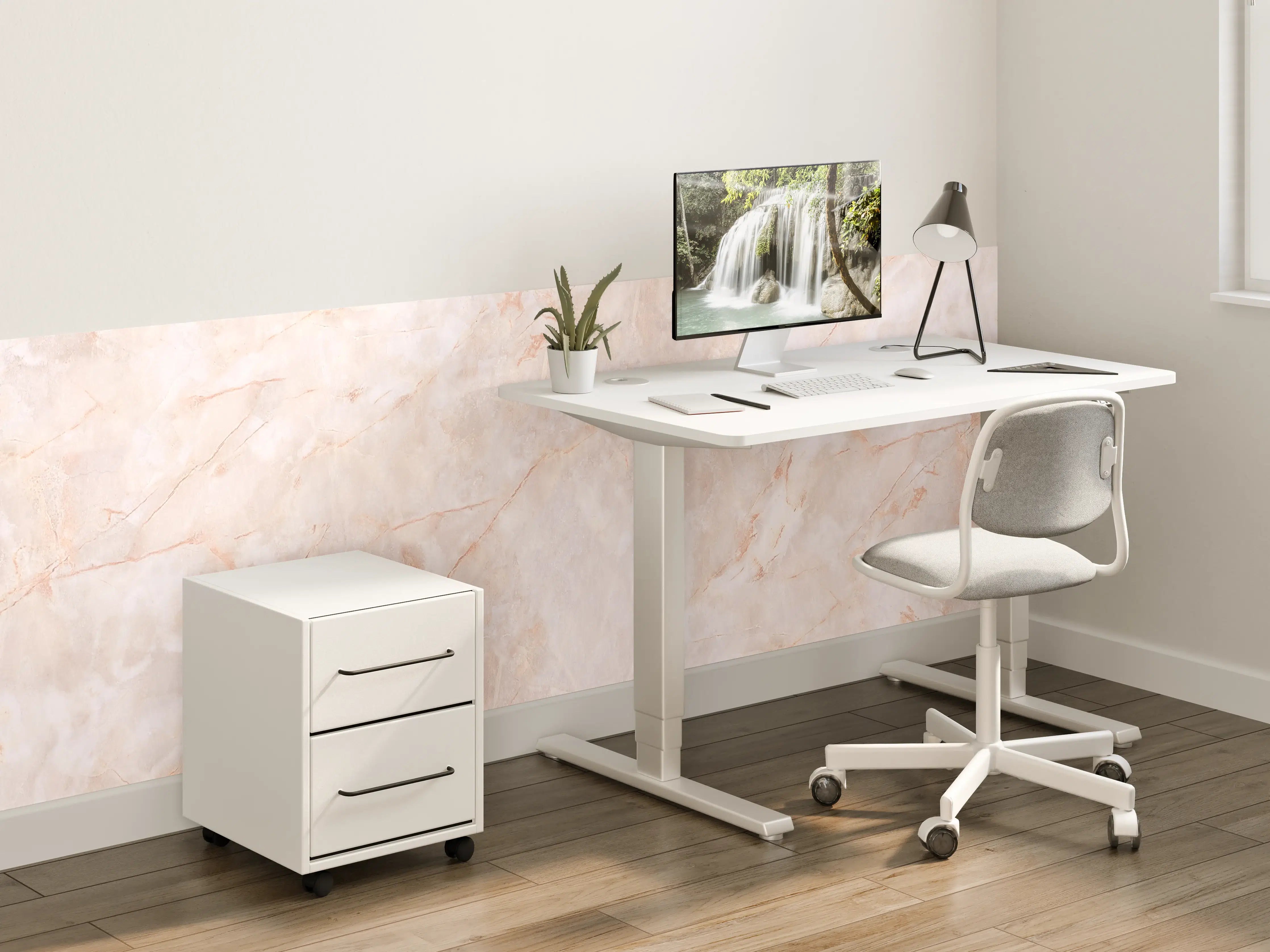 Kinderzimmer Wandgestaltung - Beige-Rosa Marmorstein