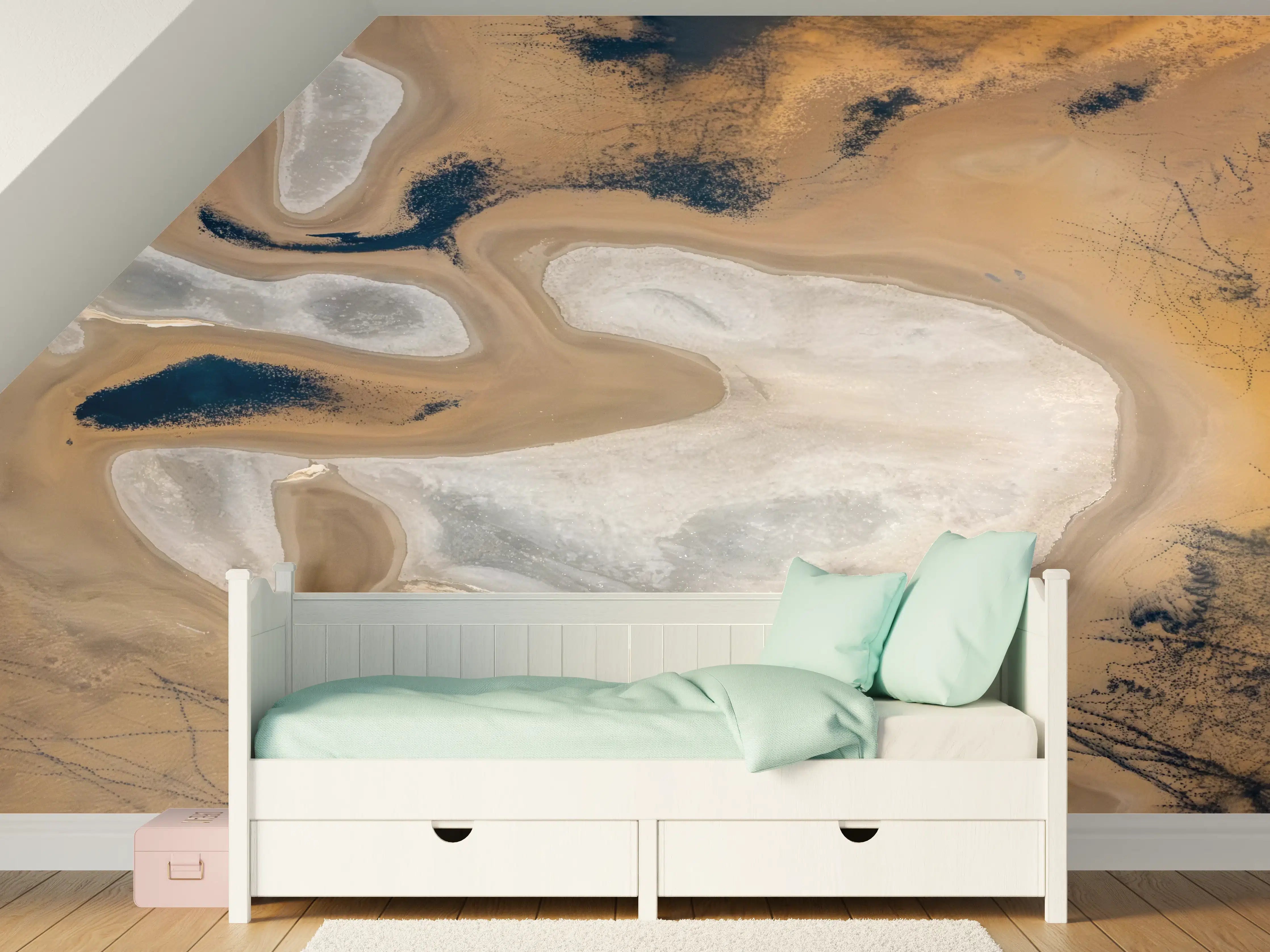 Kinderzimmer Wandgestaltung - Beige Sand Abstraktion