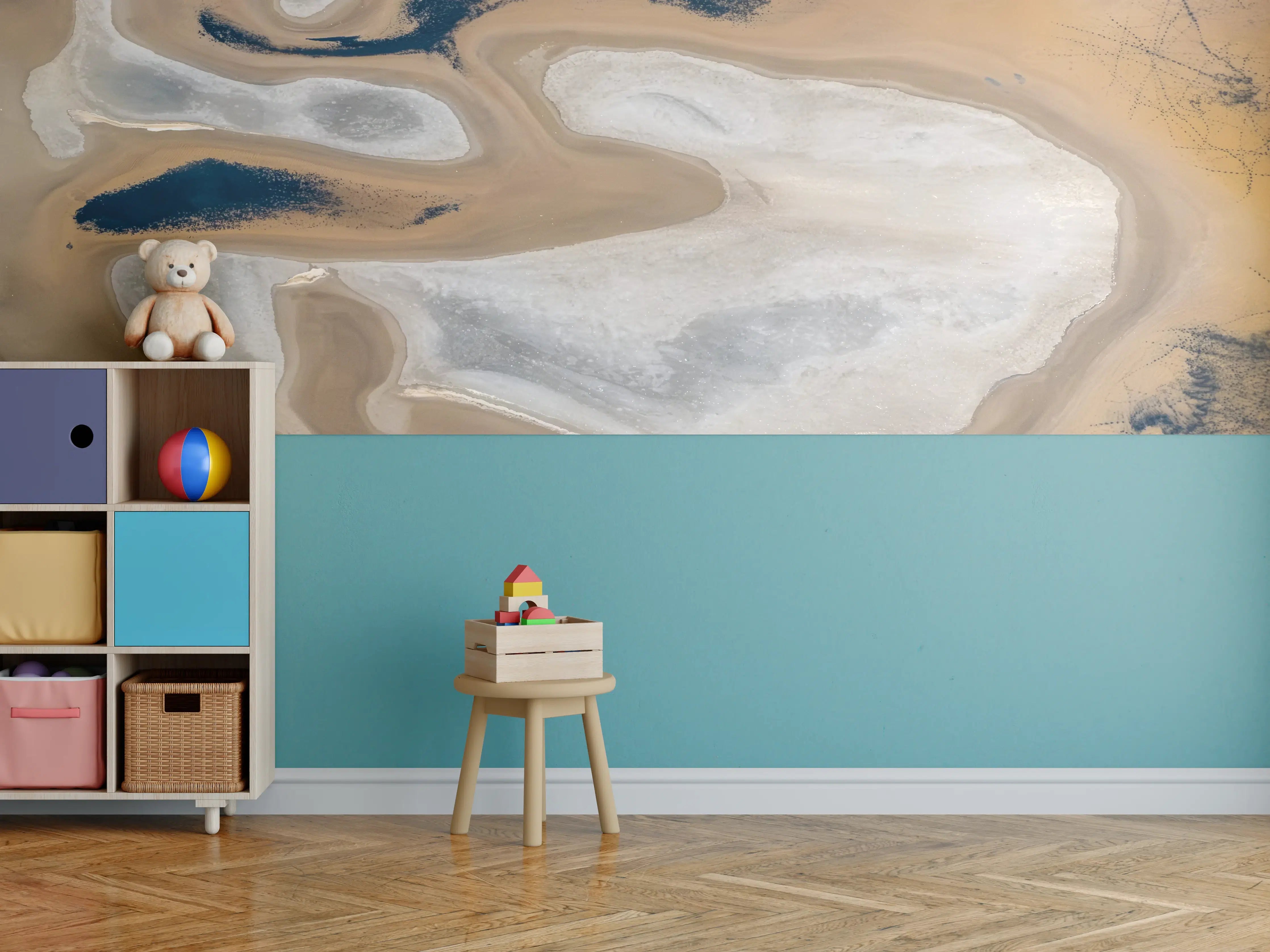 Kinderzimmer Wandgestaltung - Beige Sand Abstraktion