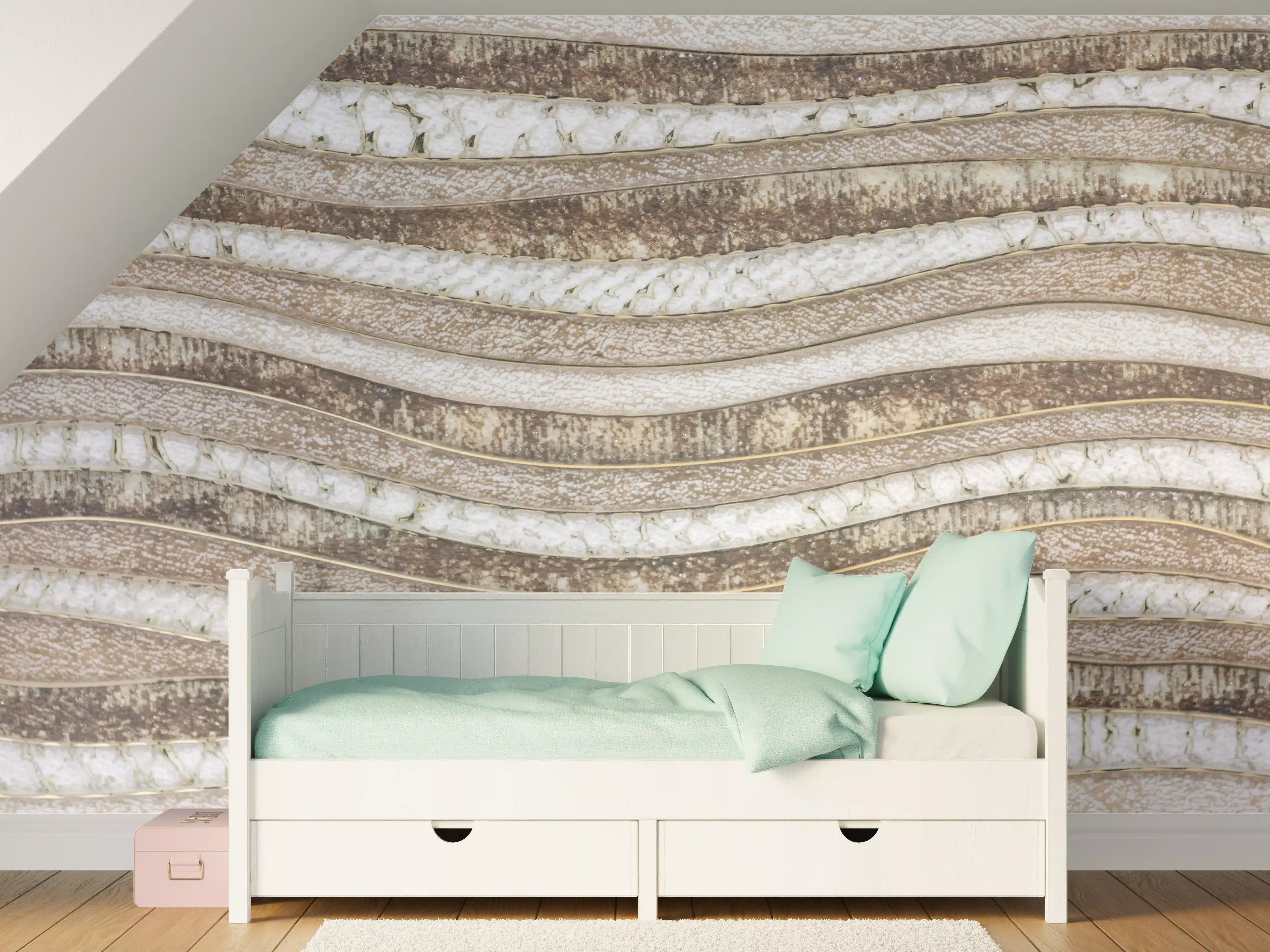 Kinderzimmer Wandgestaltung - Beige Sandstein mit Wellenstruktur