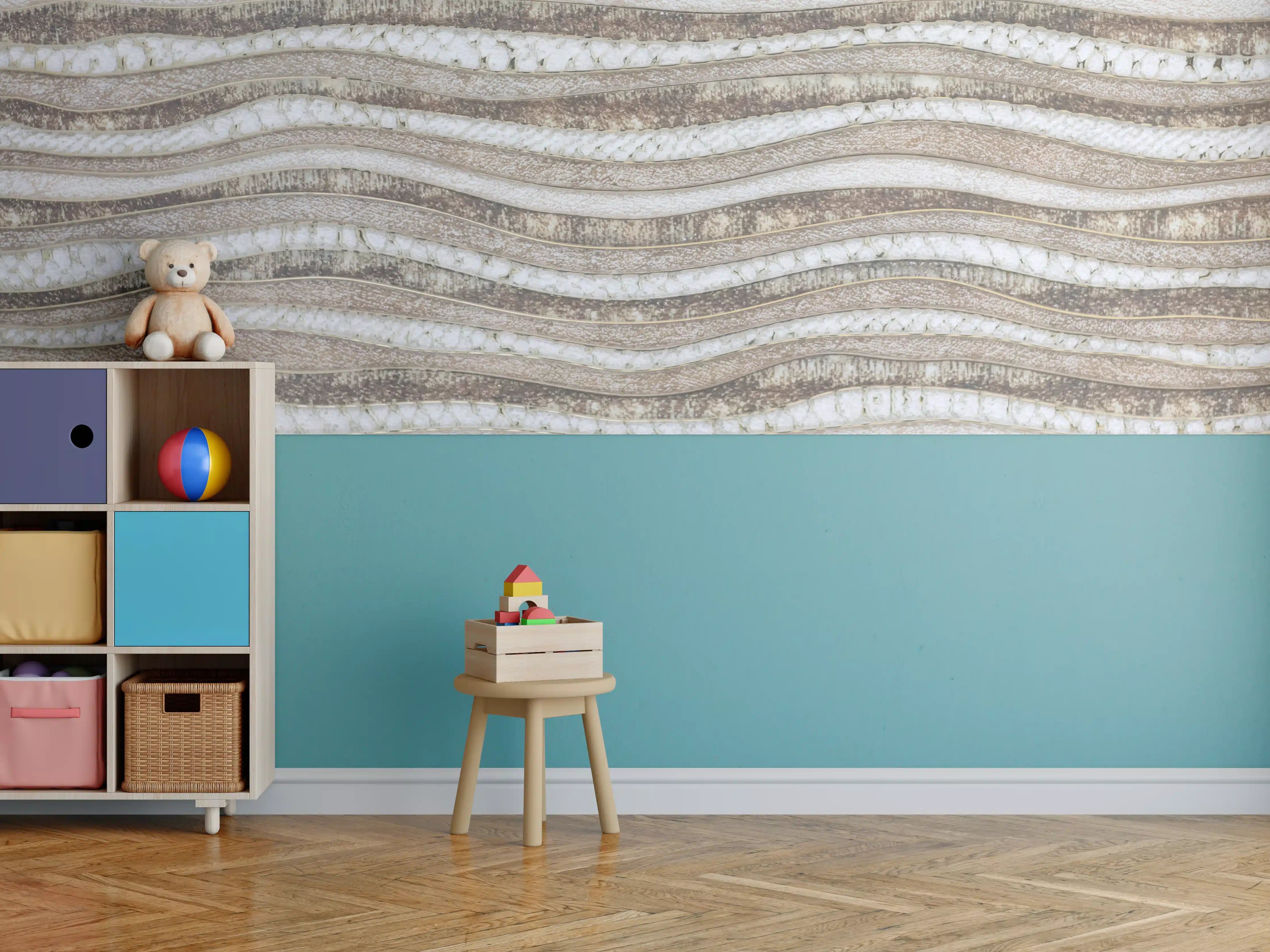 Kinderzimmer Wandgestaltung - Beige Sandstein mit Wellenstruktur