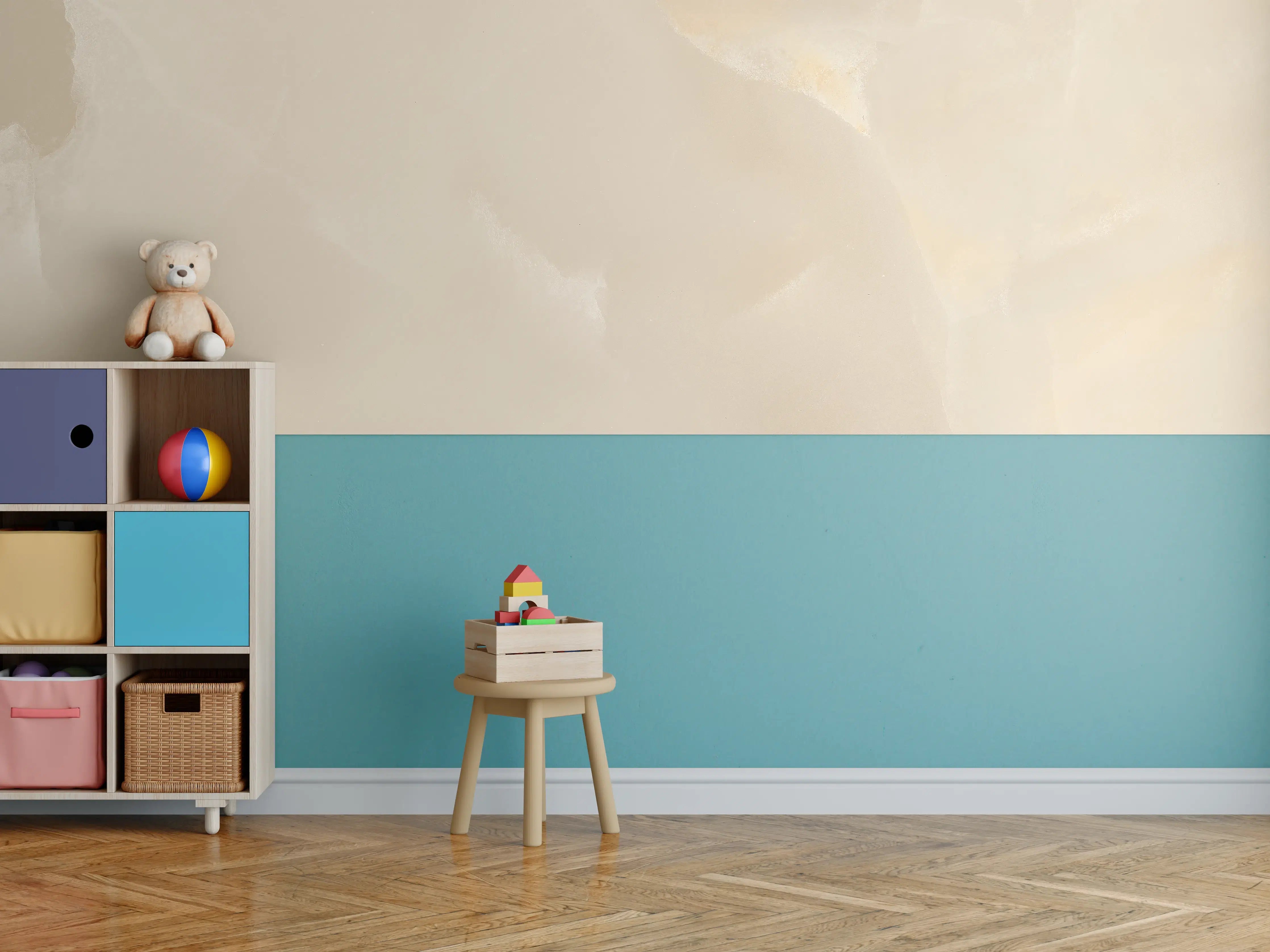 Kinderzimmer Wandgestaltung - Beige Steinstruktur mit feinen Farbnuancen