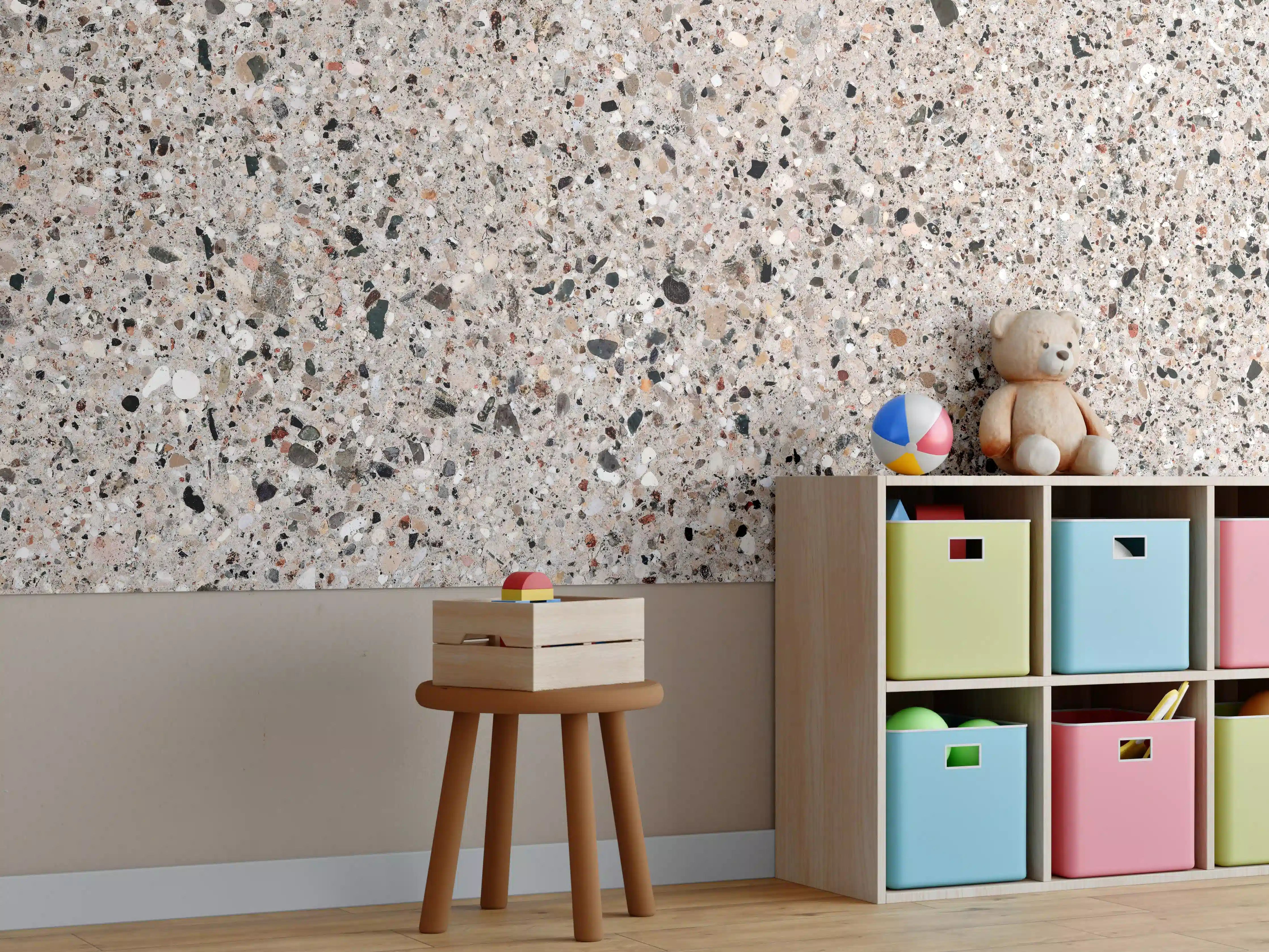 Kinderzimmer Wandgestaltung - Beige Steinterrazzo Textur
