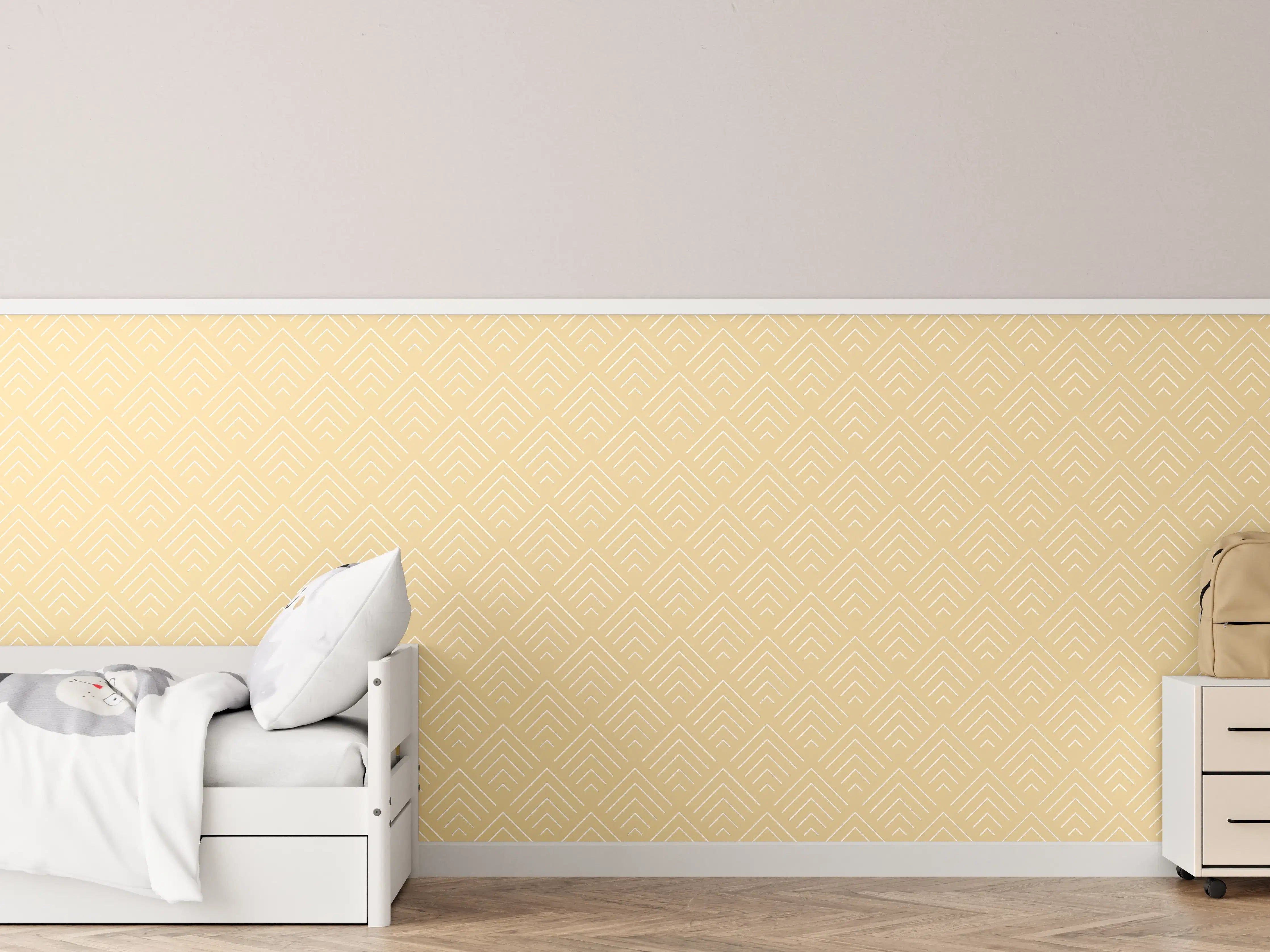 Kinderzimmer Wandgestaltung - Beige Tapete mit dezentem Muster