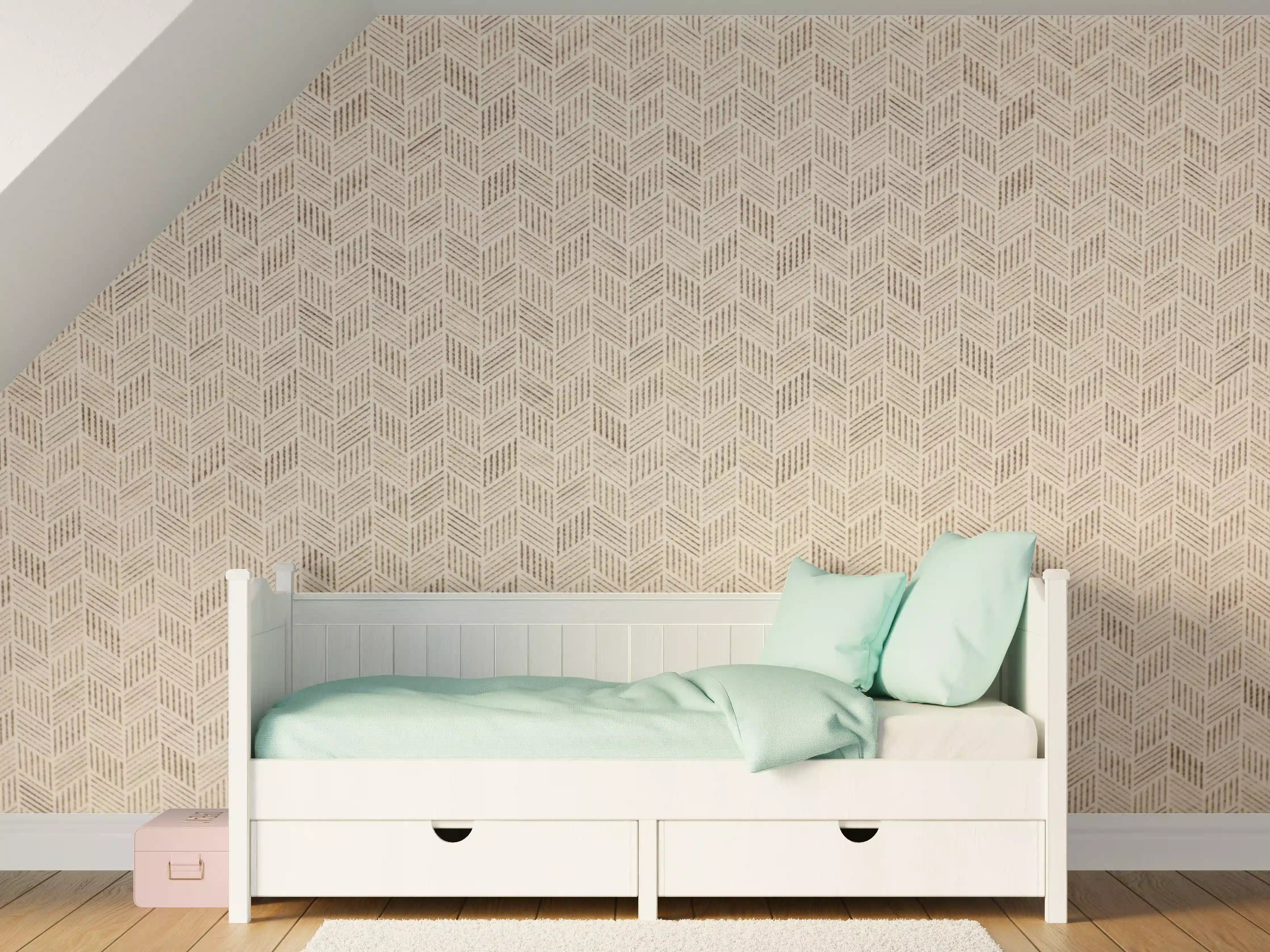 Kinderzimmer Wandgestaltung - Beige Tapetentextur mit geometrischem Muster