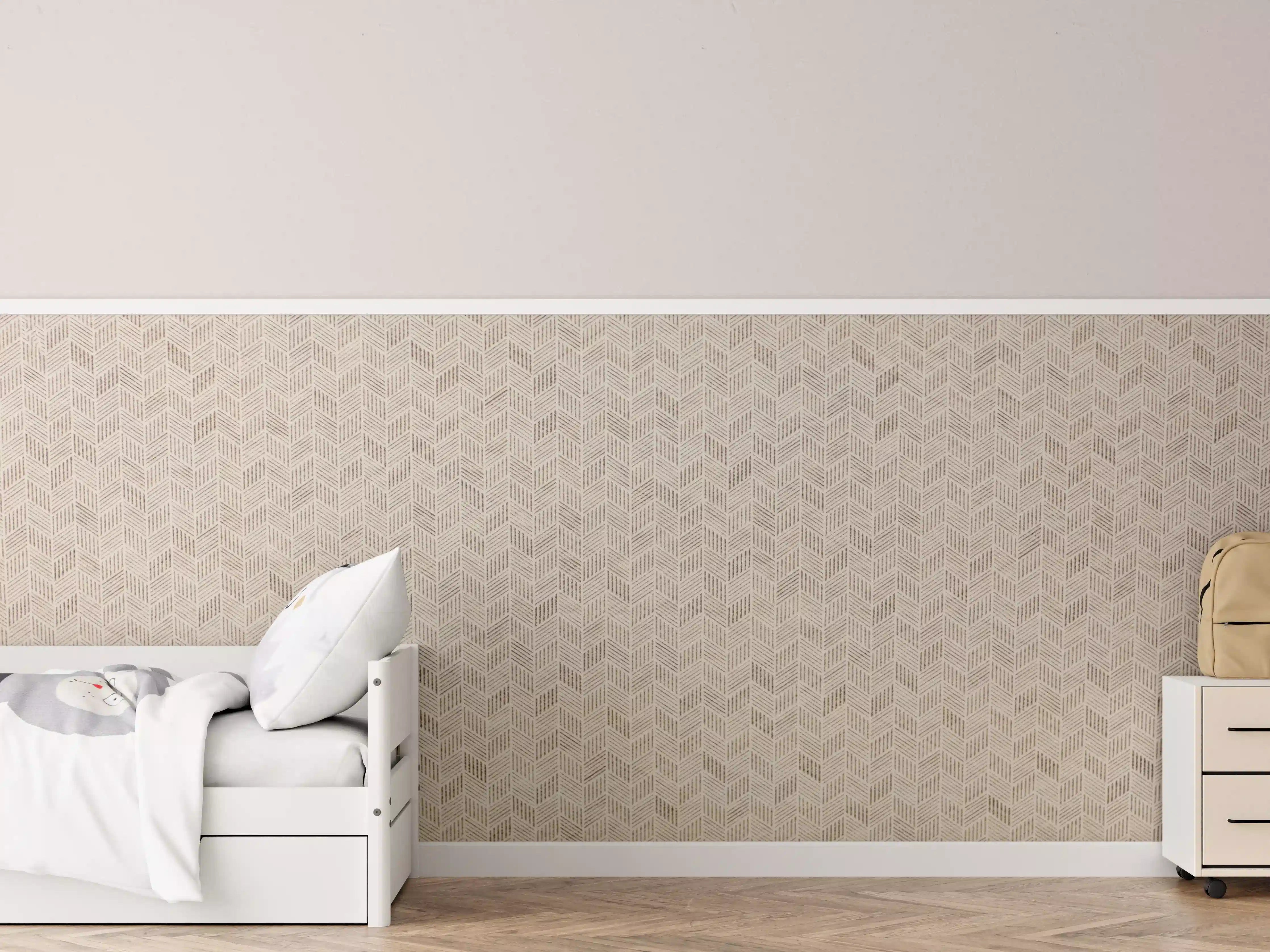 Kinderzimmer Wandgestaltung - Beige Tapetentextur mit geometrischem Muster