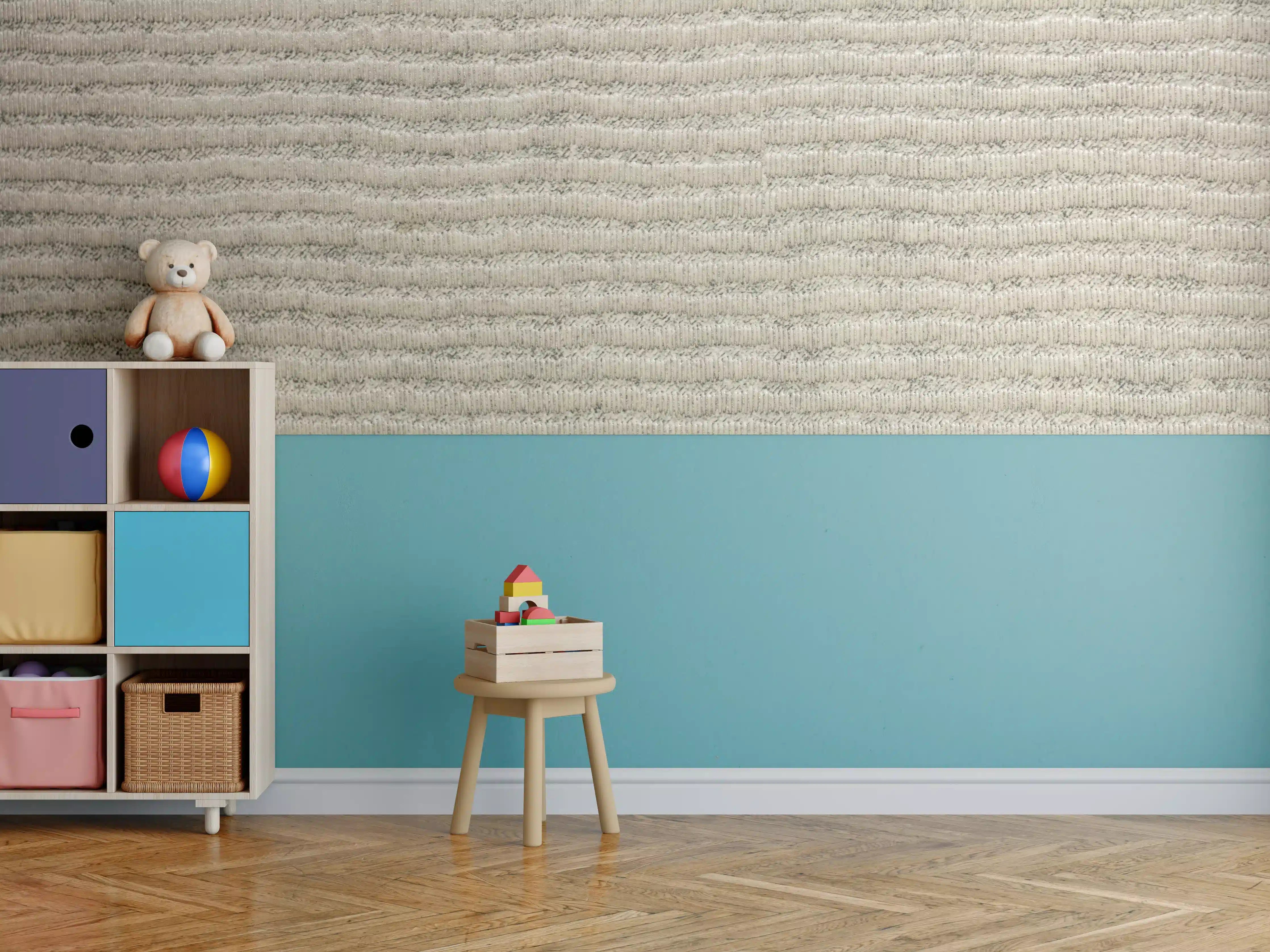 Kinderzimmer Wandgestaltung - Beige Textur mit feinen Linien