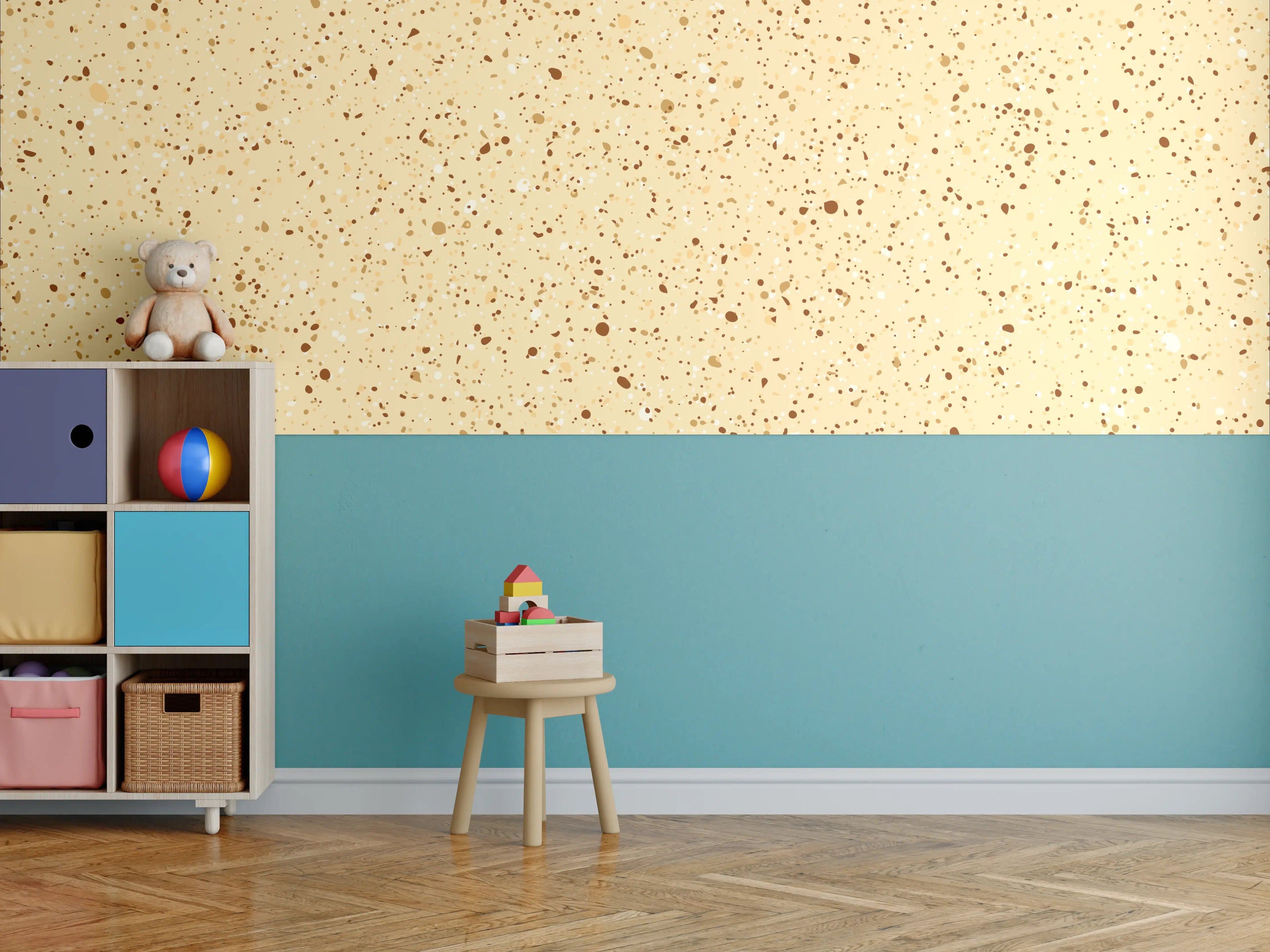 Kinderzimmer Wandgestaltung - Beige mit braunen Sprenkeln