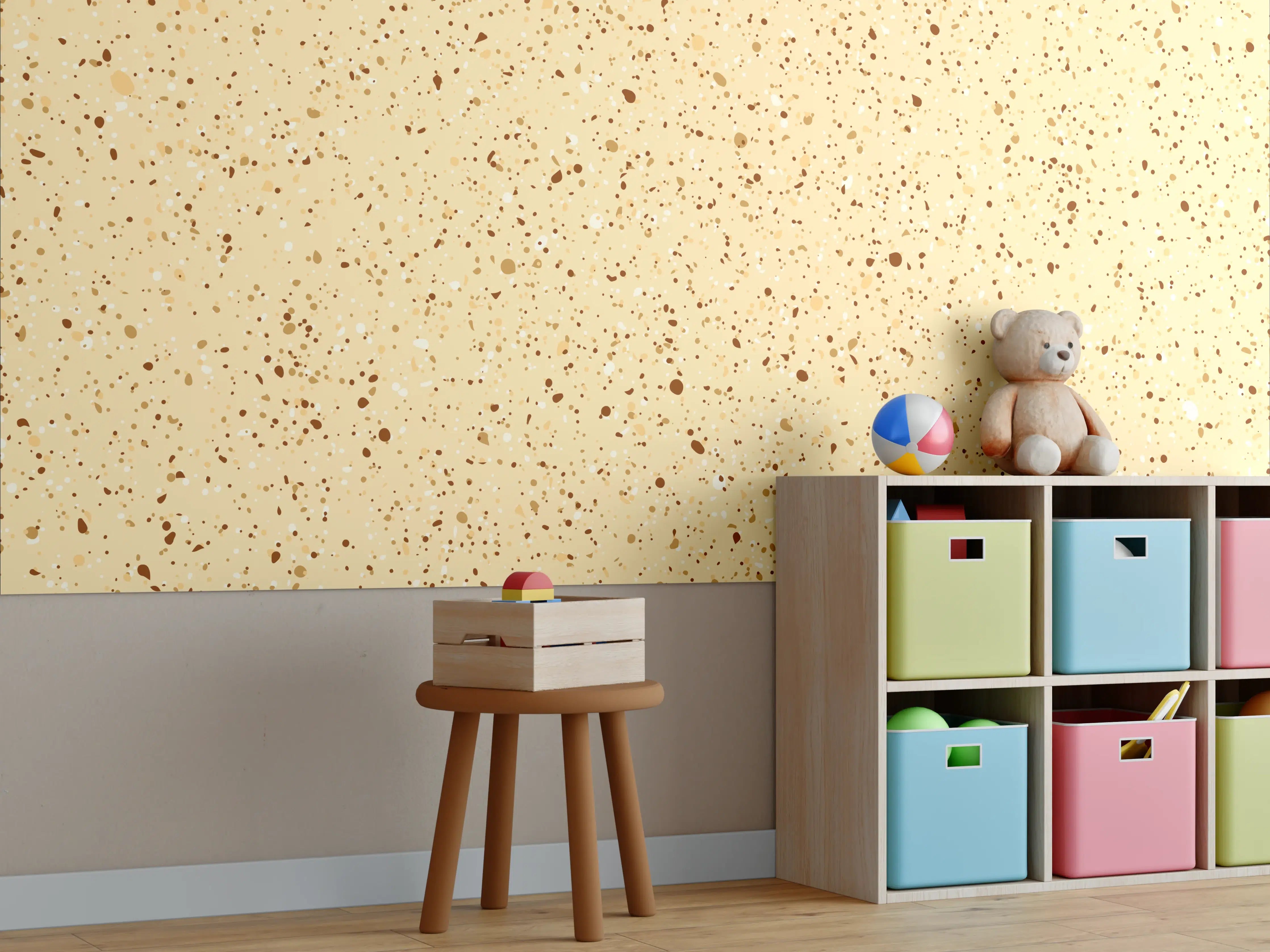 Kinderzimmer Wandgestaltung - Beige mit braunen Sprenkeln