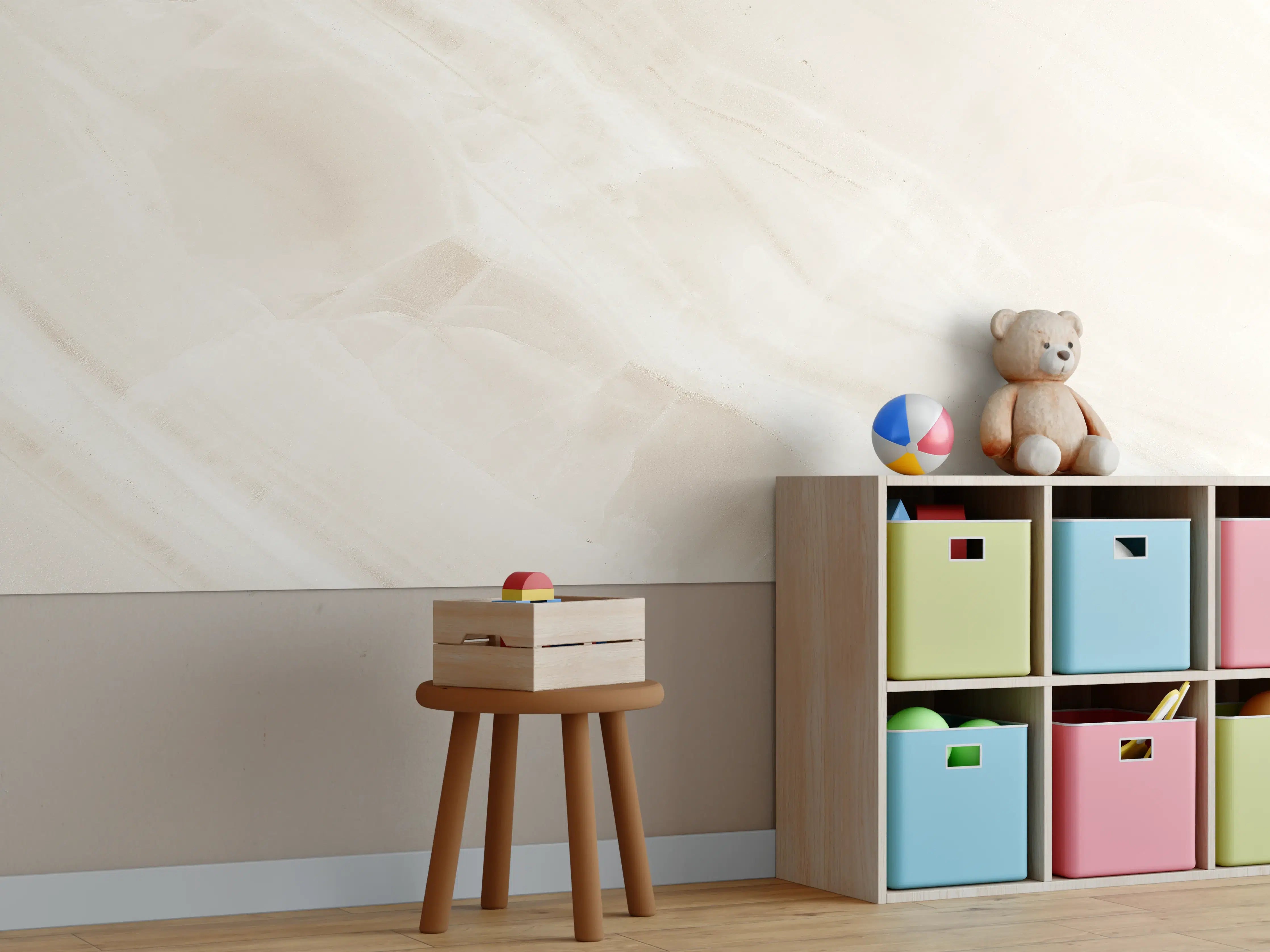 Kinderzimmer Wandgestaltung - Beige natürliche Marmortextur