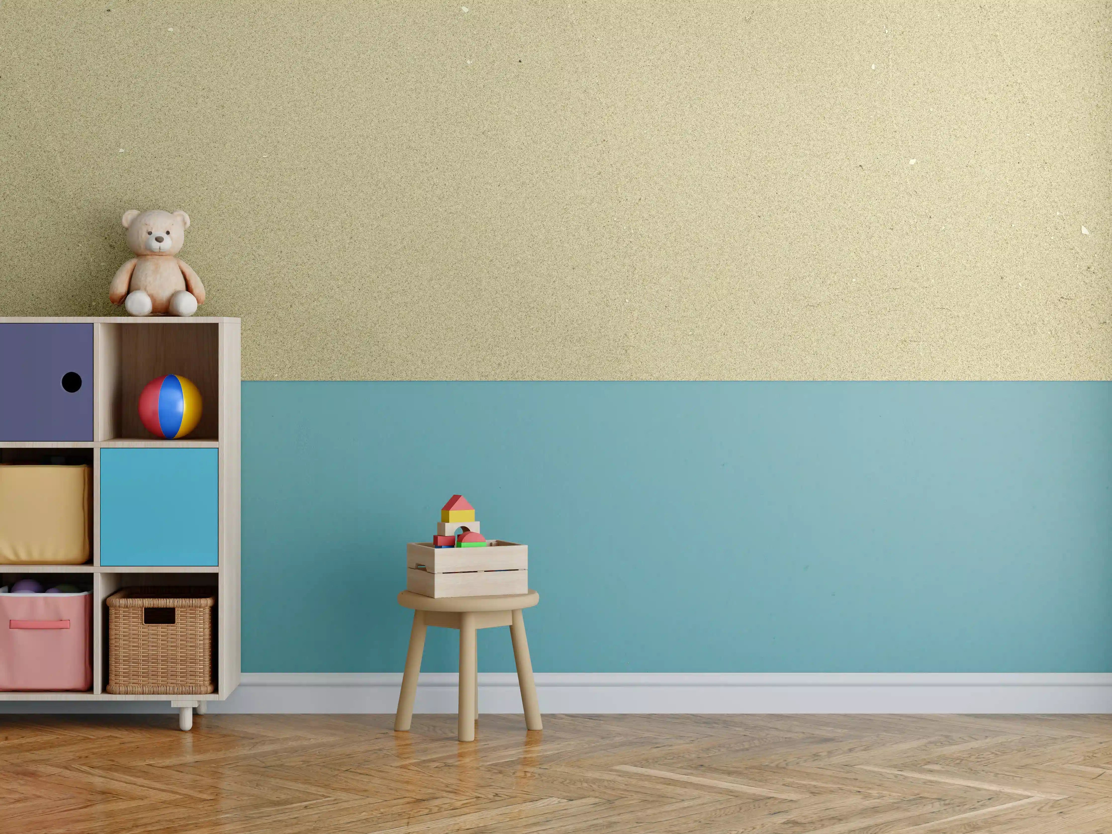 Kinderzimmer Wandgestaltung - Beige strukturierte Wand mit subtilen Farbtönen