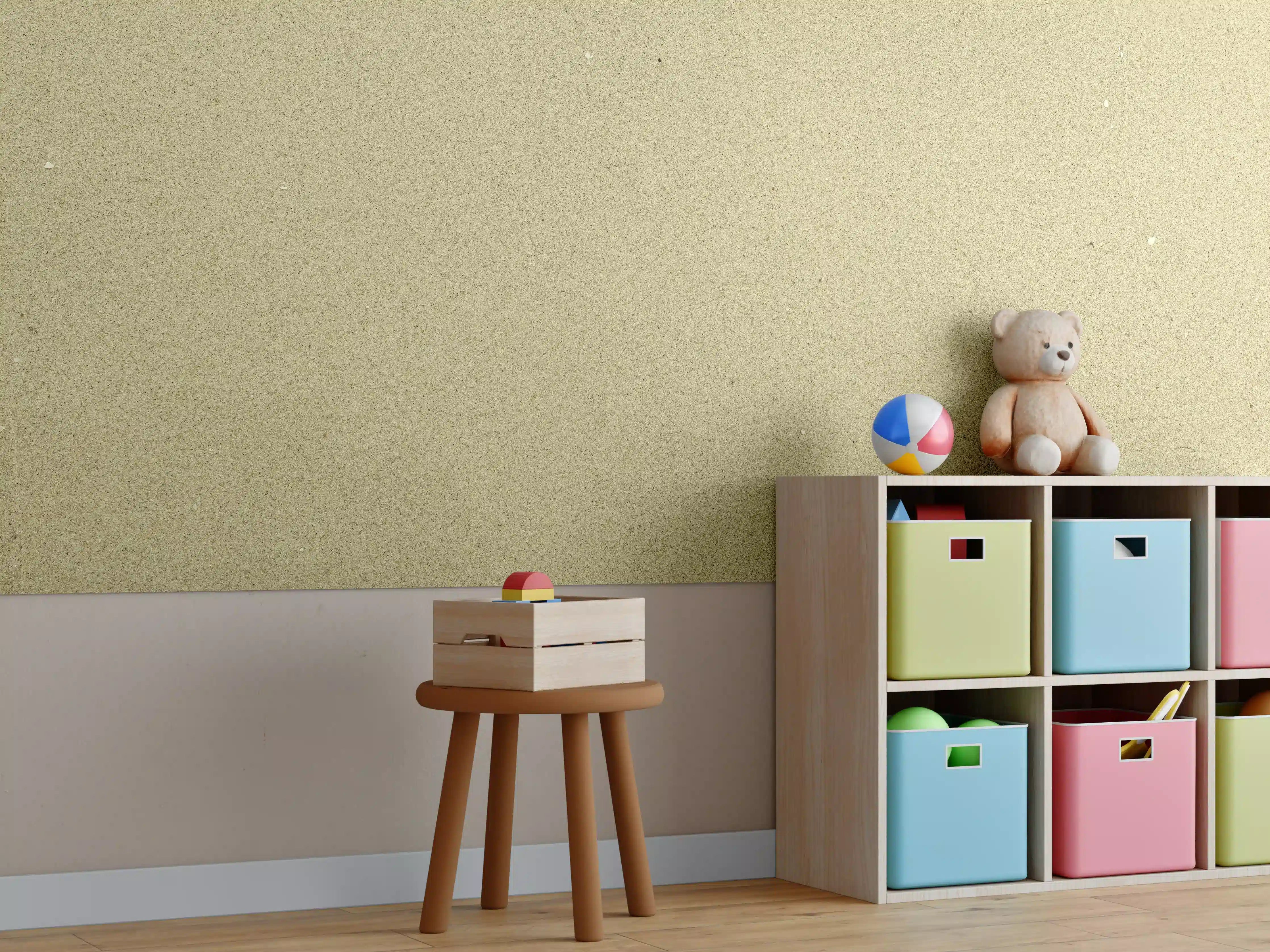Kinderzimmer Wandgestaltung - Beige strukturierte Wand mit subtilen Farbtönen