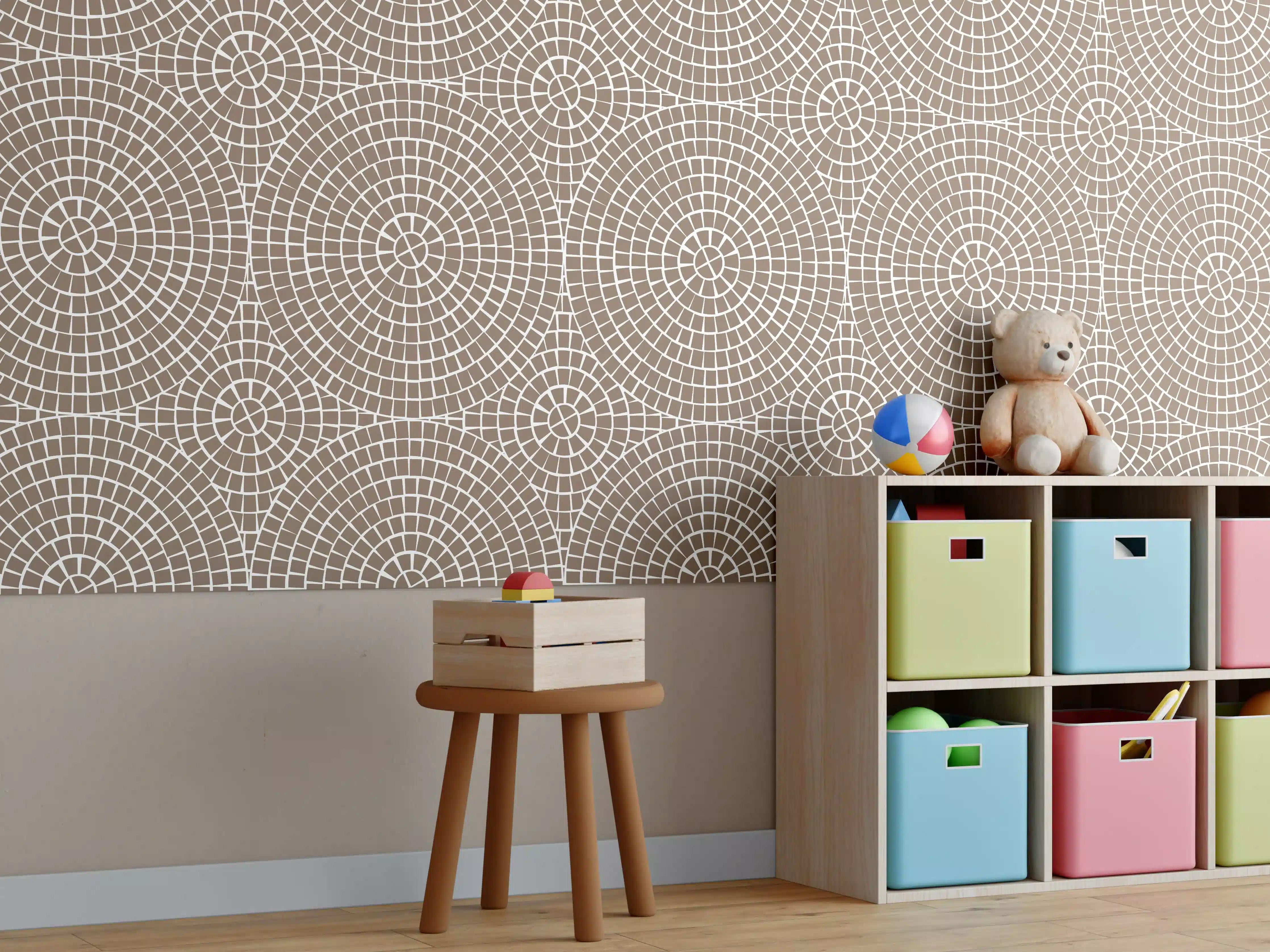 Kinderzimmer Wandgestaltung - Beige-weiße Mosaik-Fliese