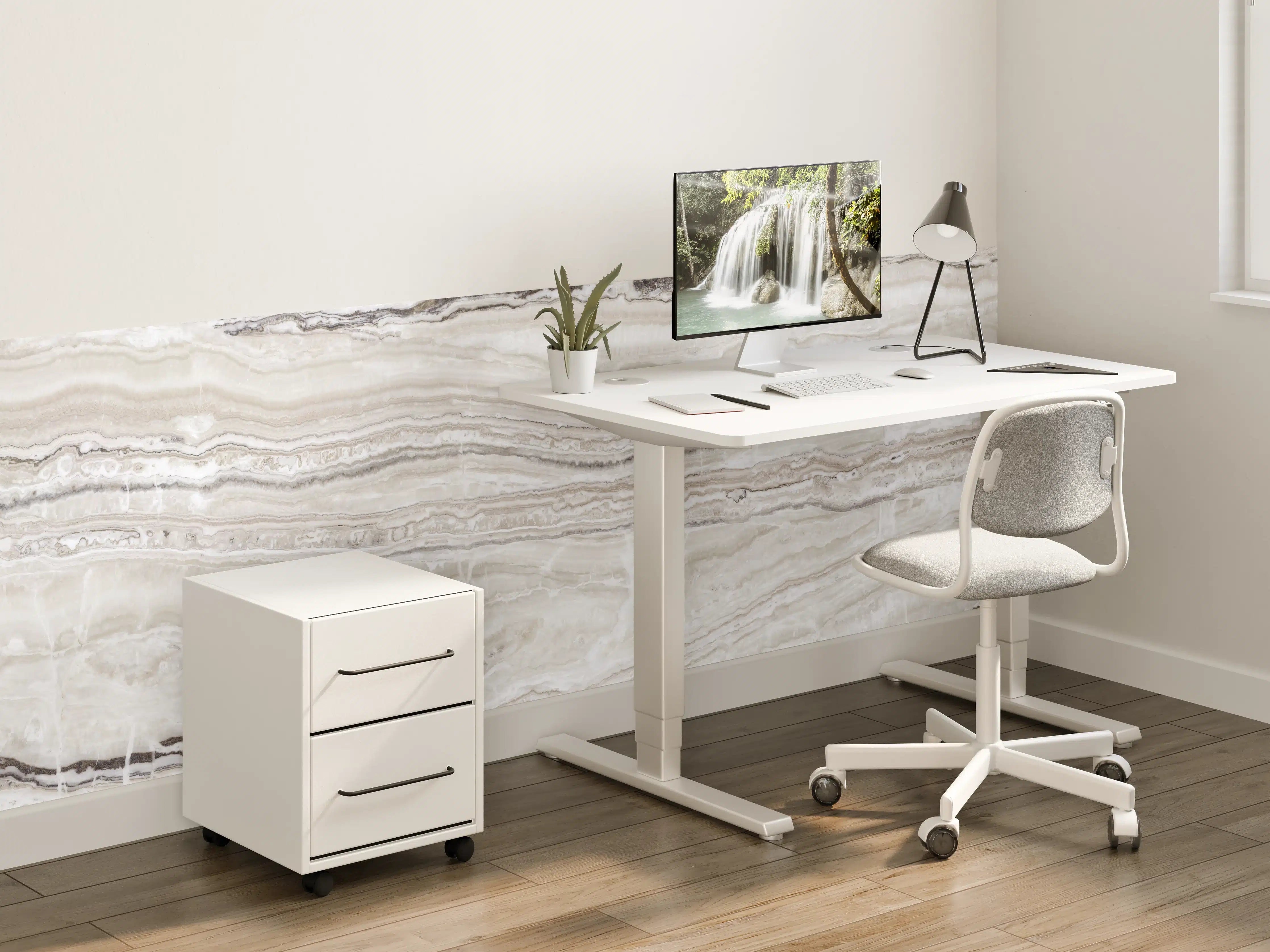 Kinderzimmer Wandgestaltung - Beigen Marmorstruktur mit weißen Linien