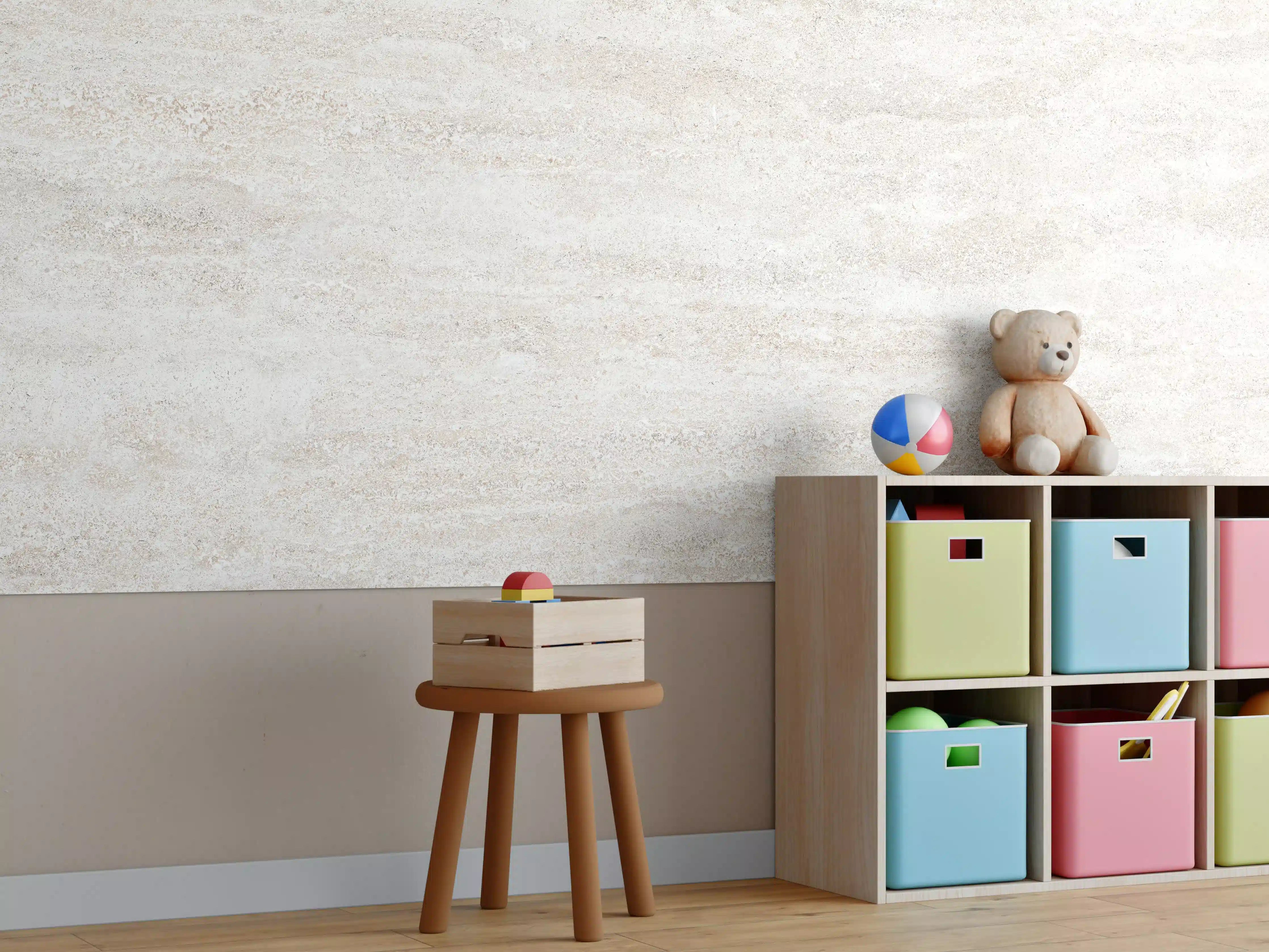 Kinderzimmer Wandgestaltung - Beiger Naturstein mit feiner Maserung