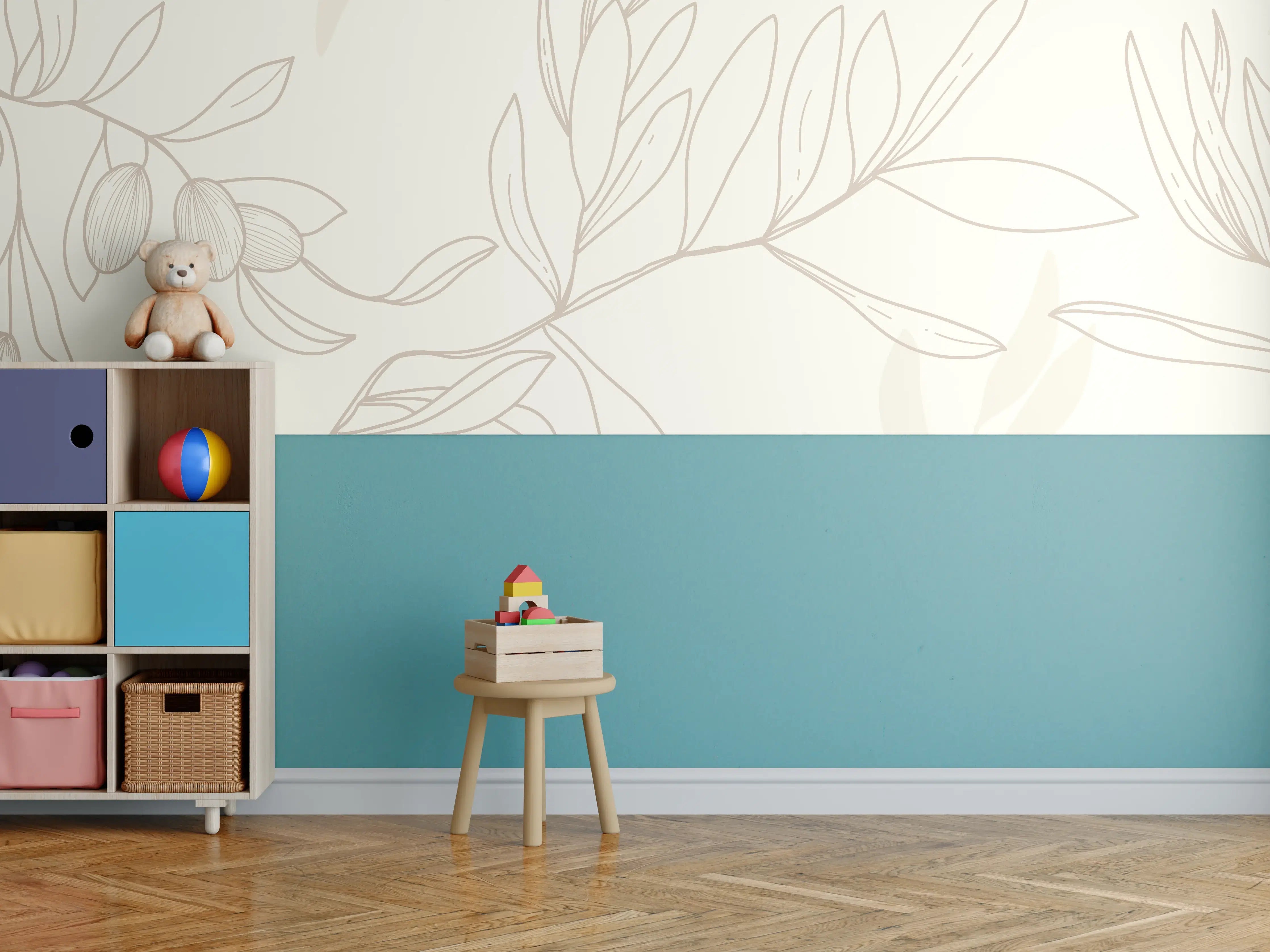 Kinderzimmer Wandgestaltung - Beiger Olivenzweig