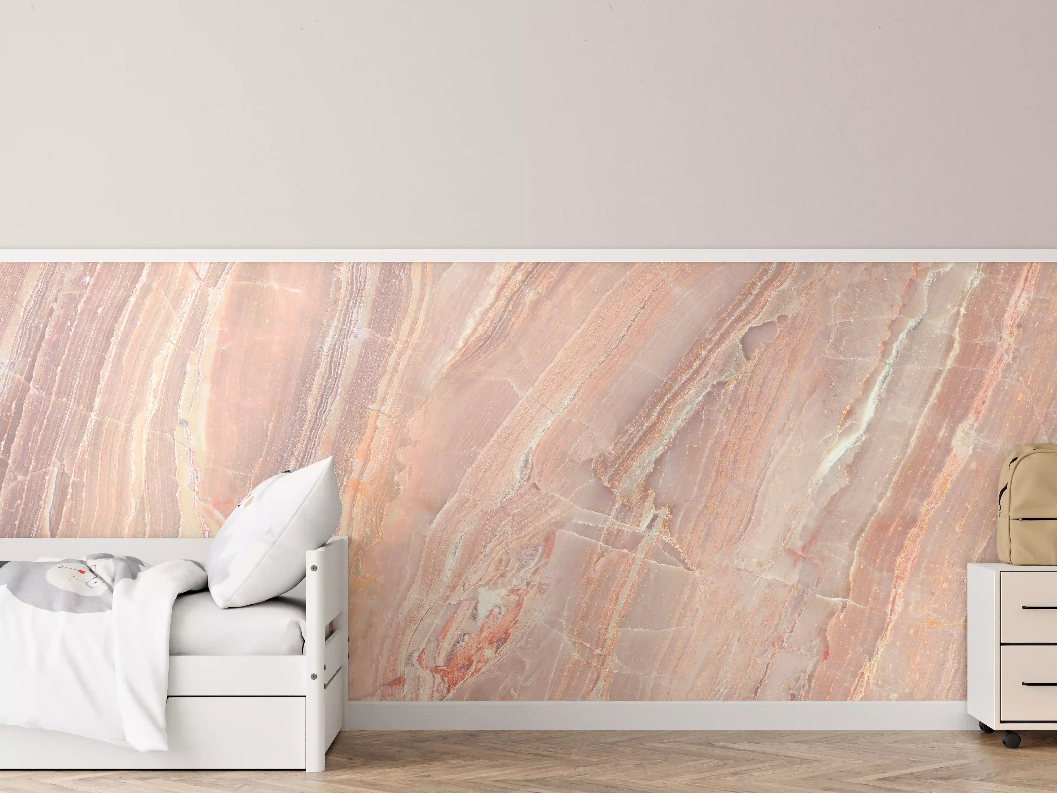 Kinderzimmer Wandgestaltung - Beiges Marmor Design - Nahaufnahme