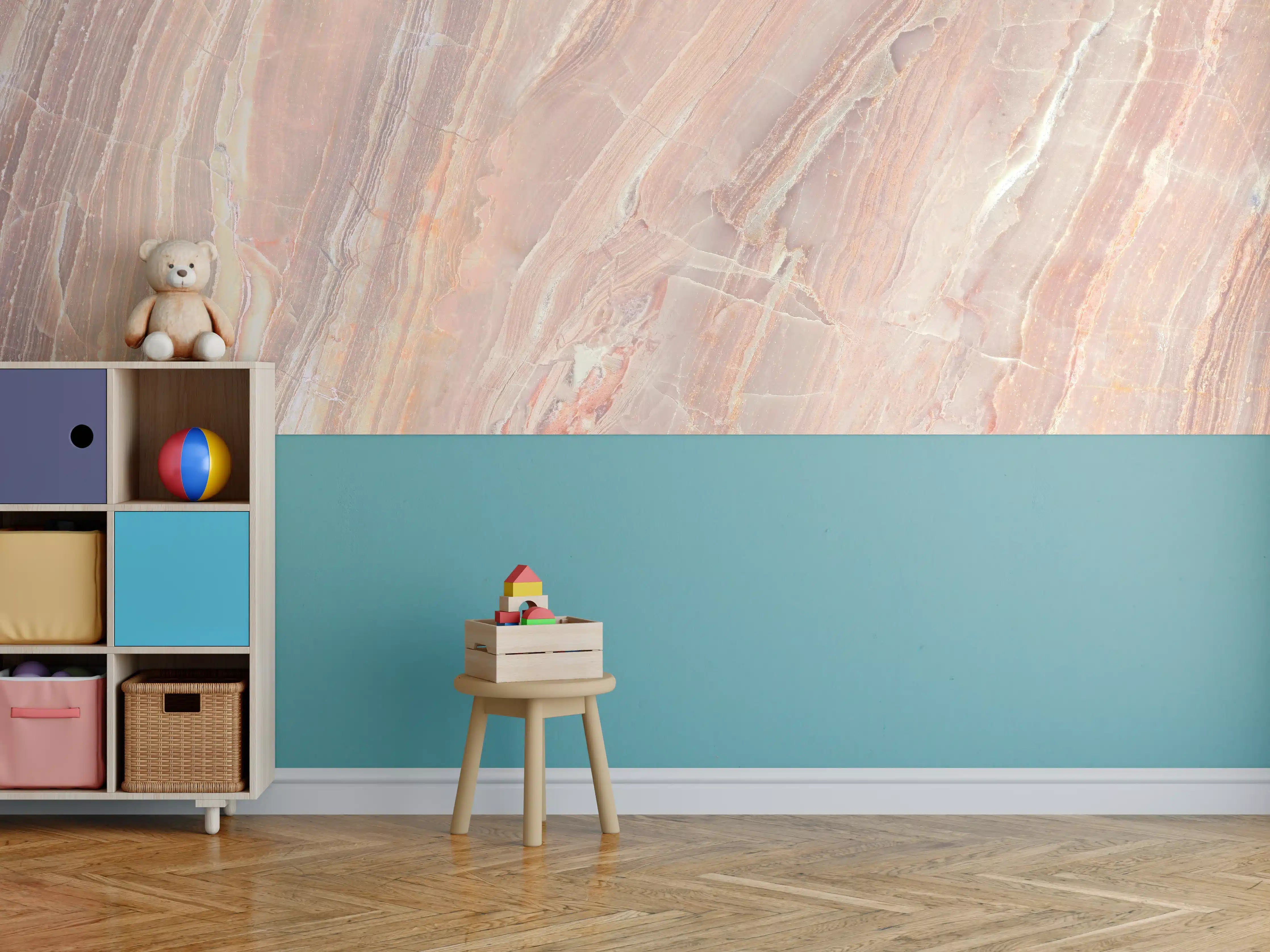 Kinderzimmer Wandgestaltung - Beiges Marmor Design - Nahaufnahme