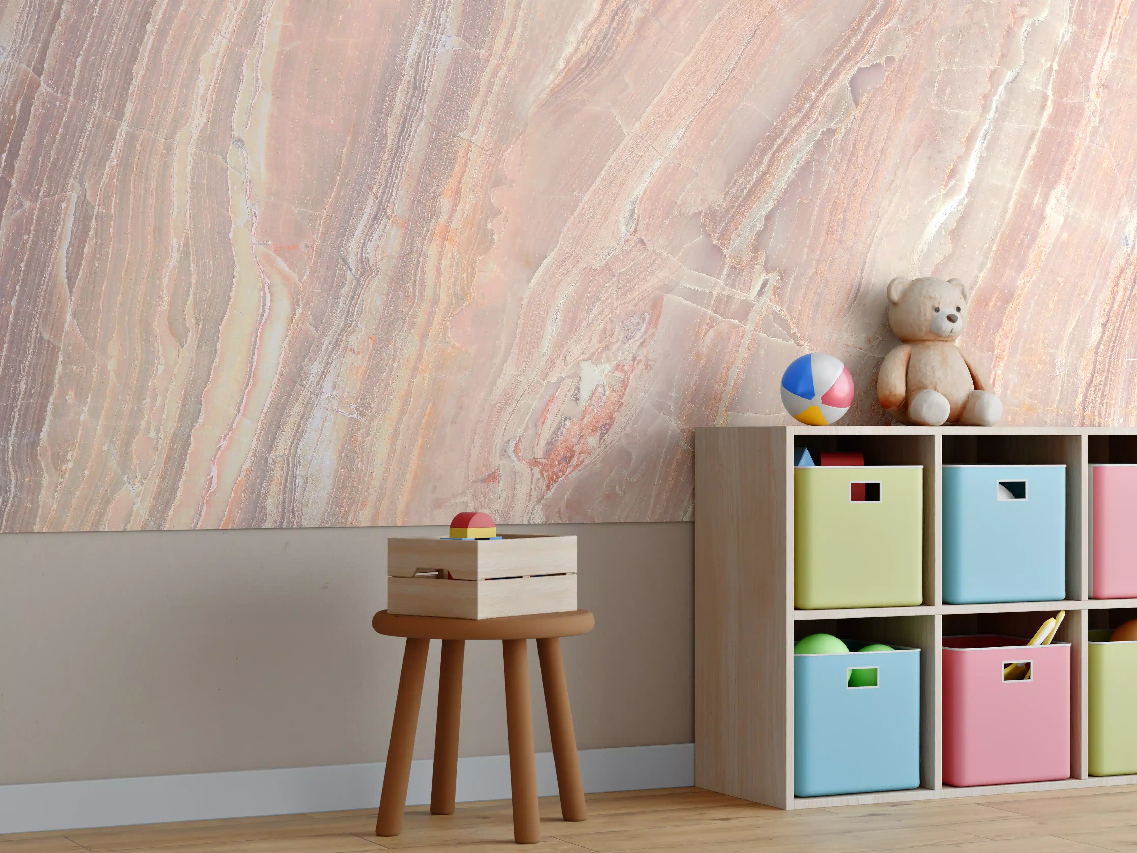 Kinderzimmer Wandgestaltung - Beiges Marmor Design - Nahaufnahme