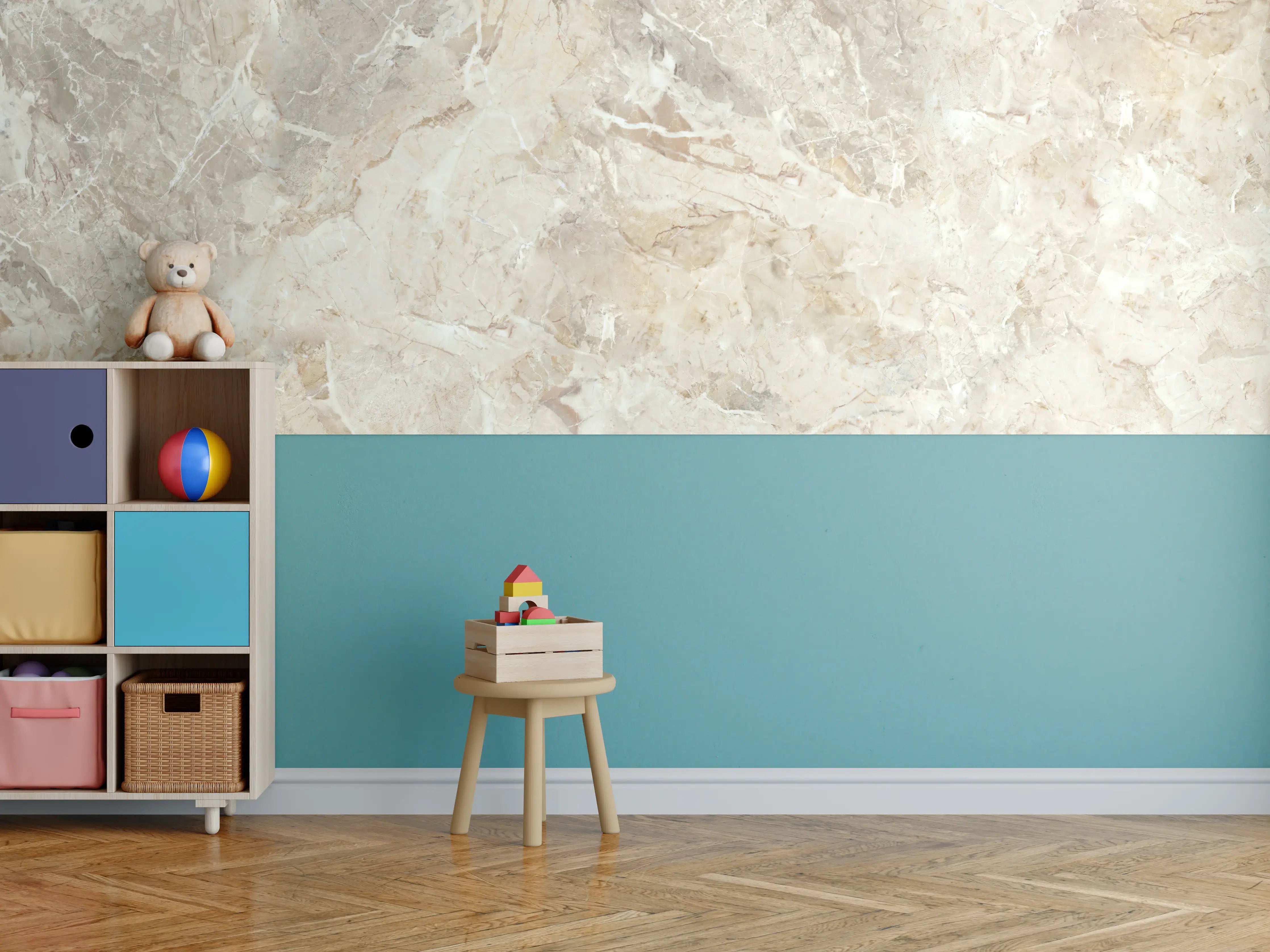 Kinderzimmer Wandgestaltung - Beiges abstraktes Marmordesign