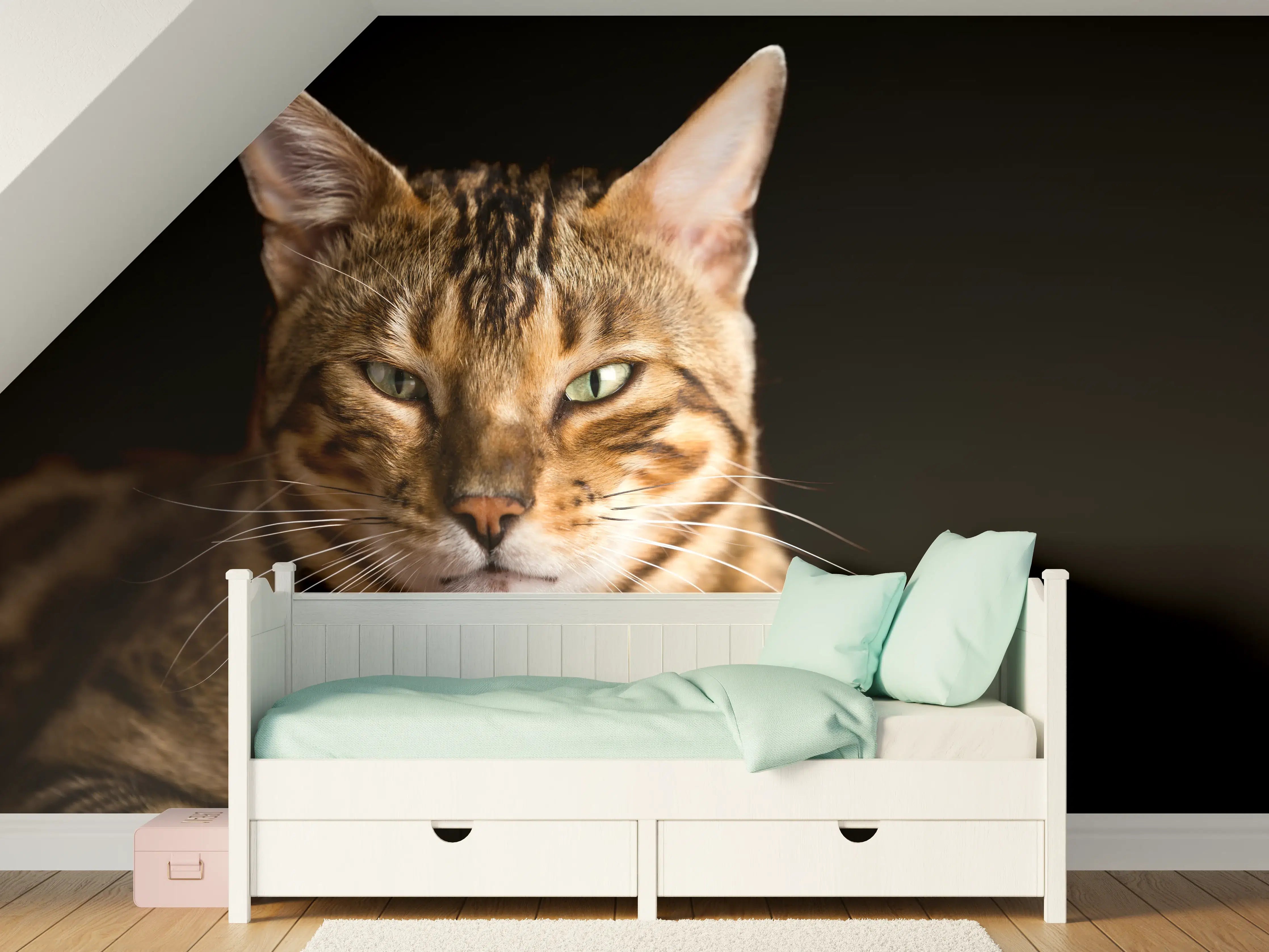 Kinderzimmer Wandgestaltung - Bengalkatze Portrait