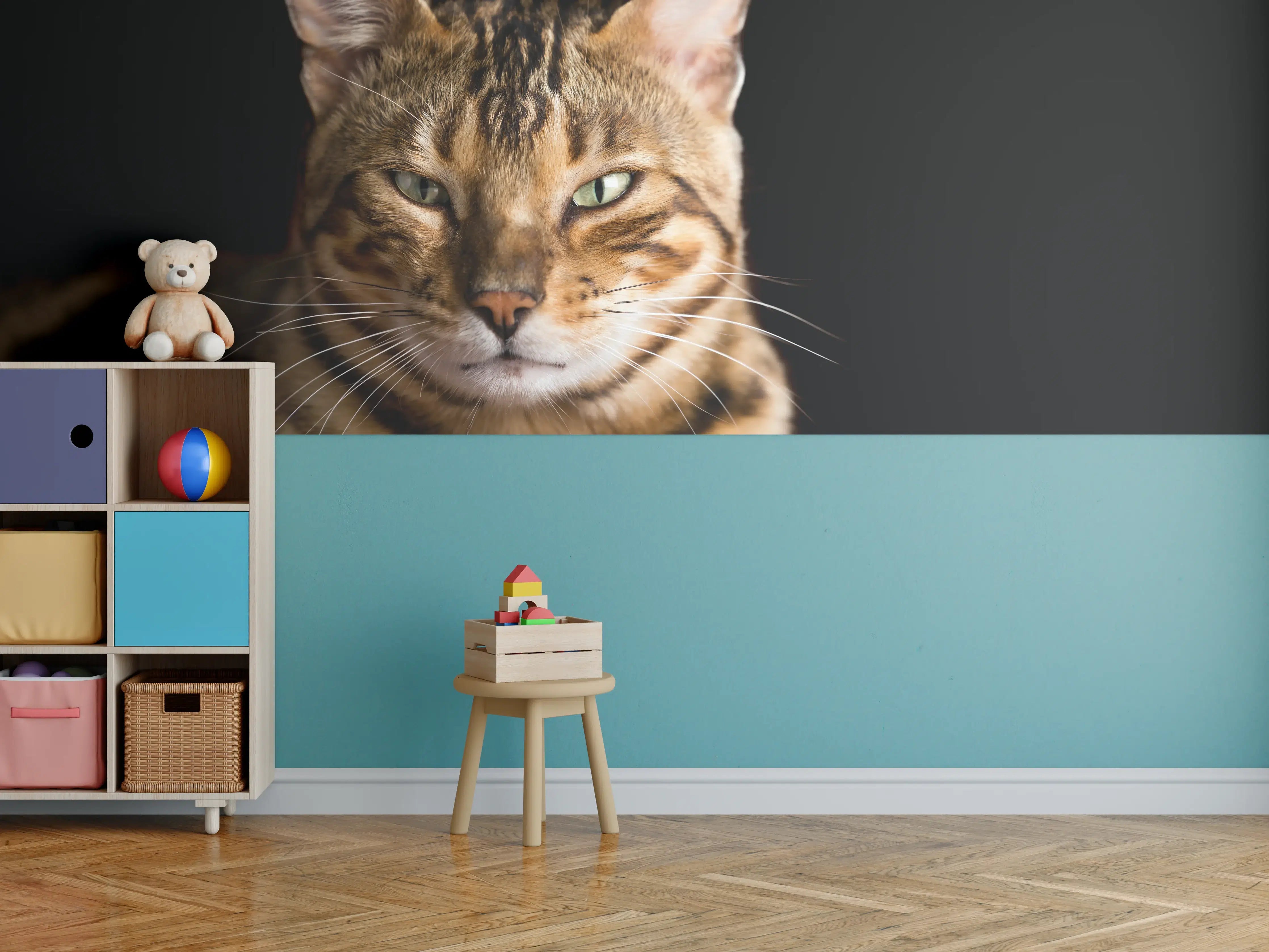 Kinderzimmer Wandgestaltung - Bengalkatze Portrait