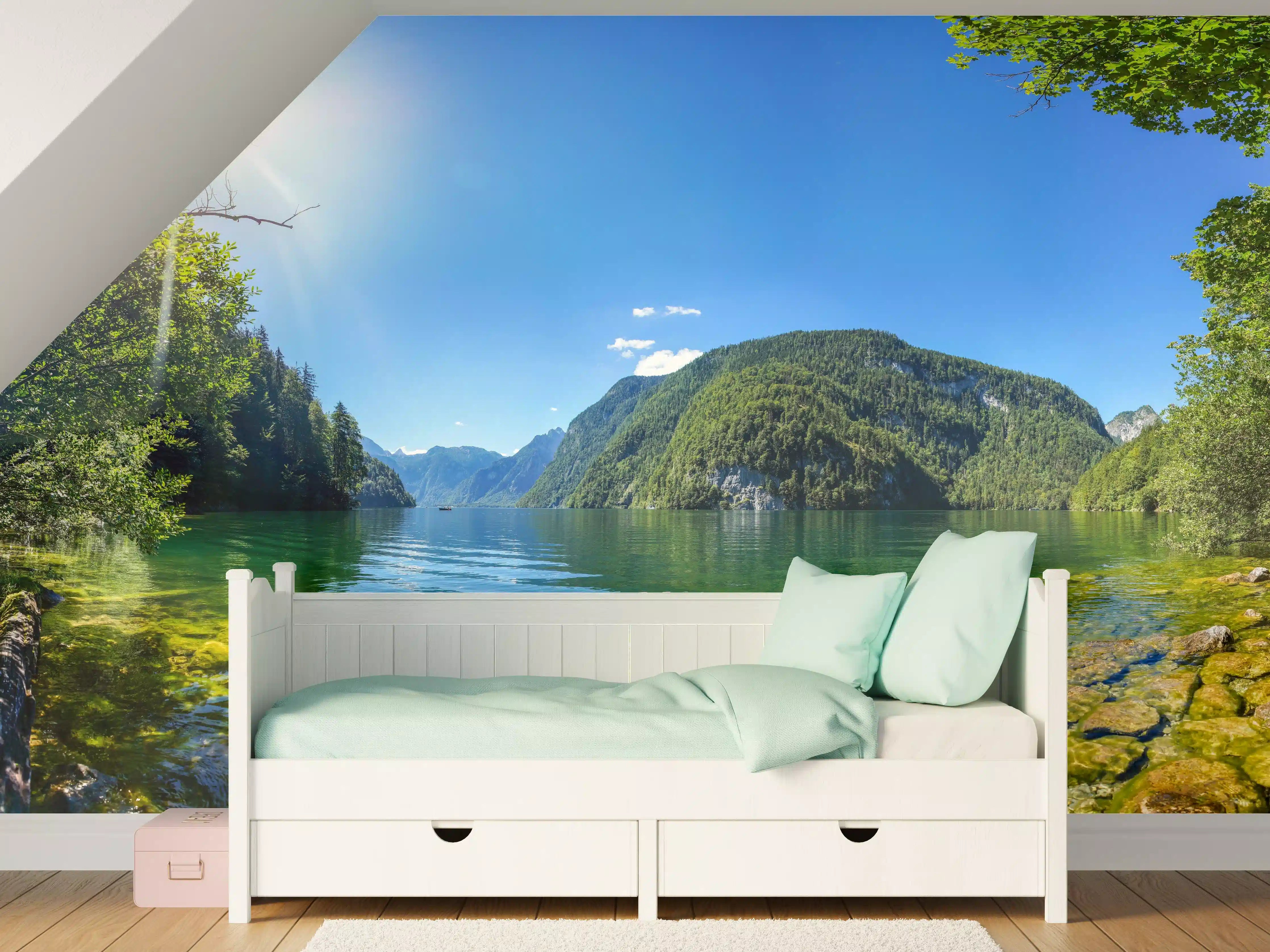 Kinderzimmer Wandgestaltung - Berge Alpen Königsee Österreich
