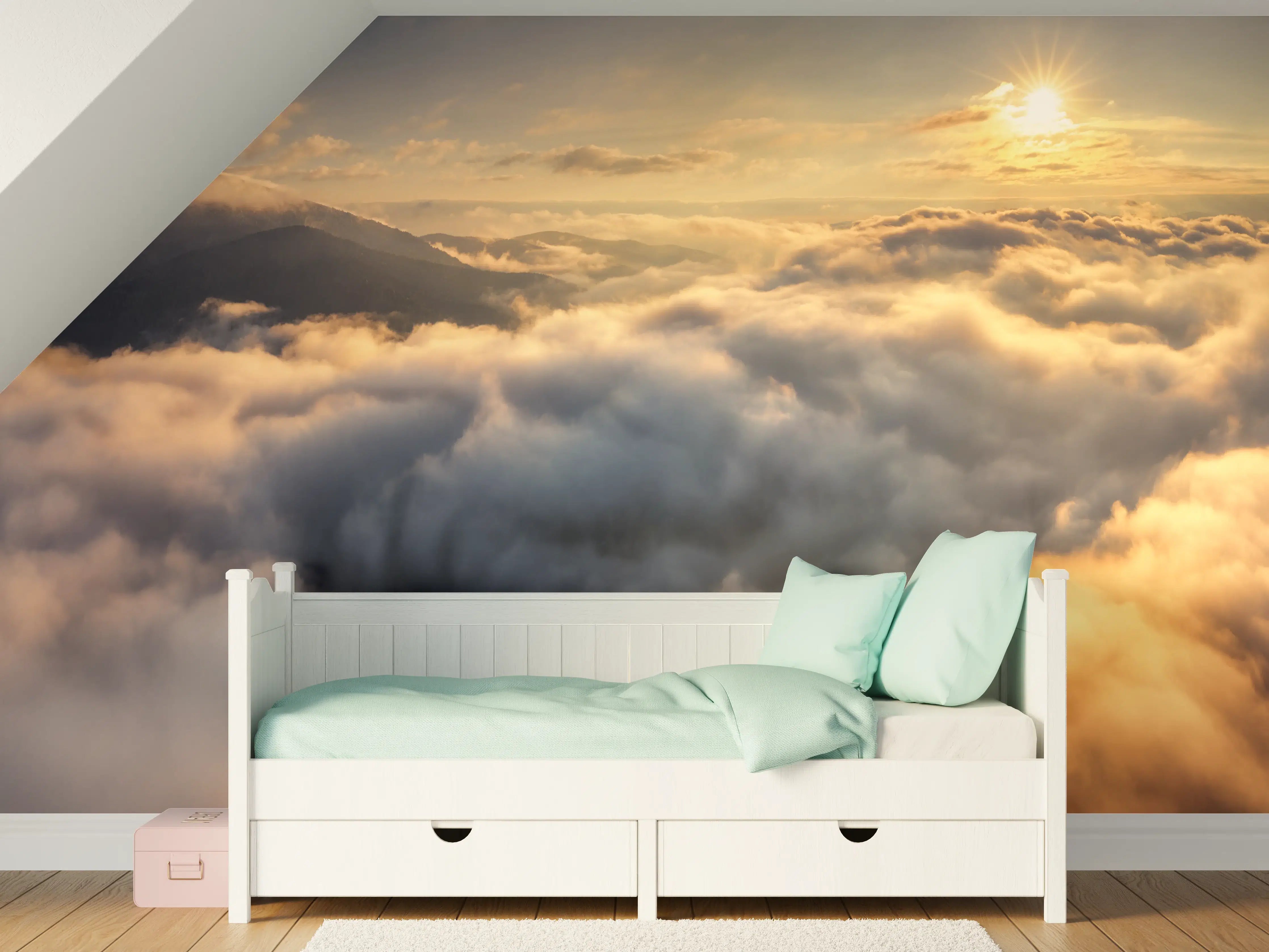 Kinderzimmer Wandgestaltung - Berge in Wolken bei Sonnenaufgang  -  Peru