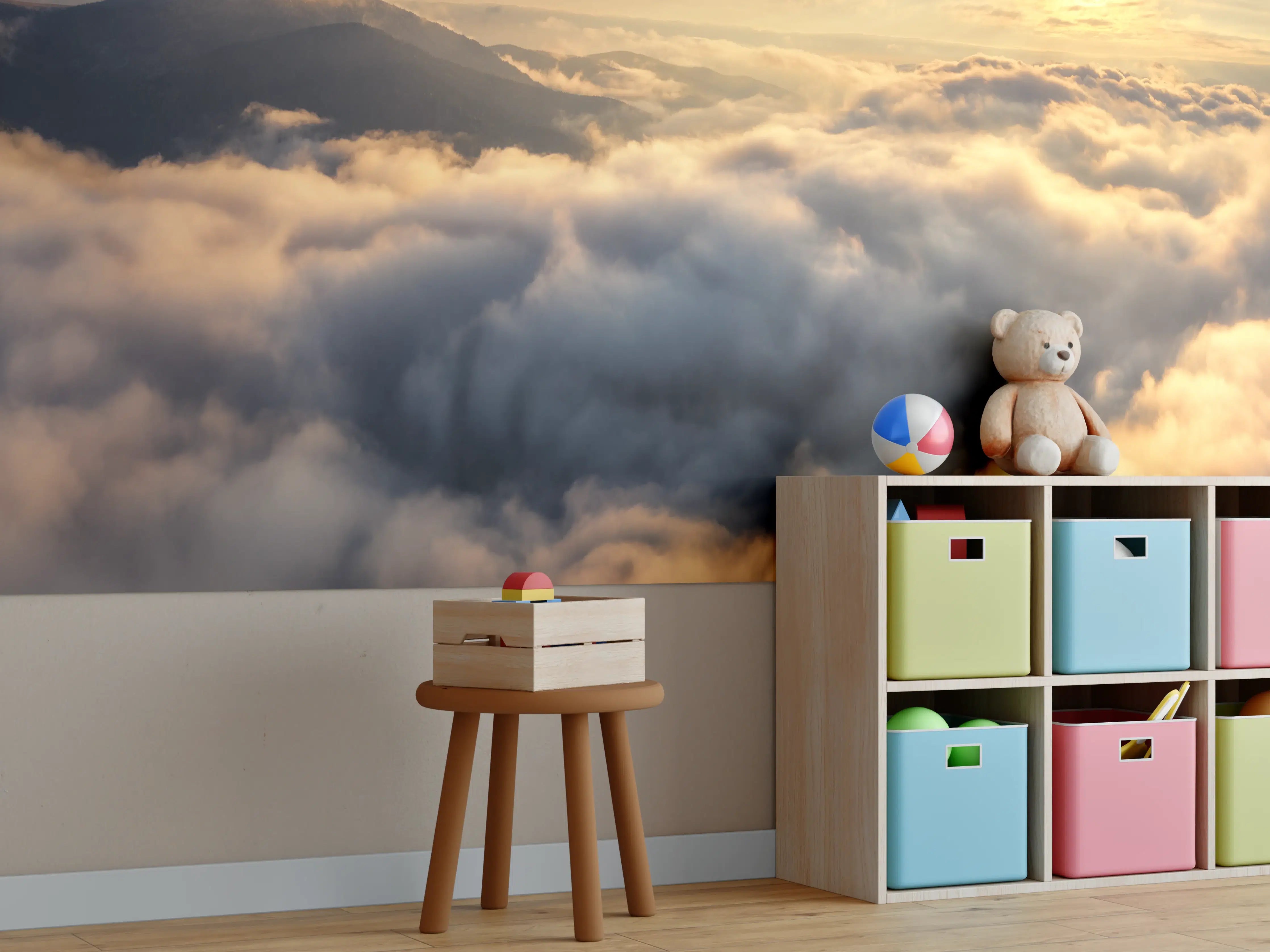 Kinderzimmer Wandgestaltung - Berge in Wolken bei Sonnenaufgang  -  Peru