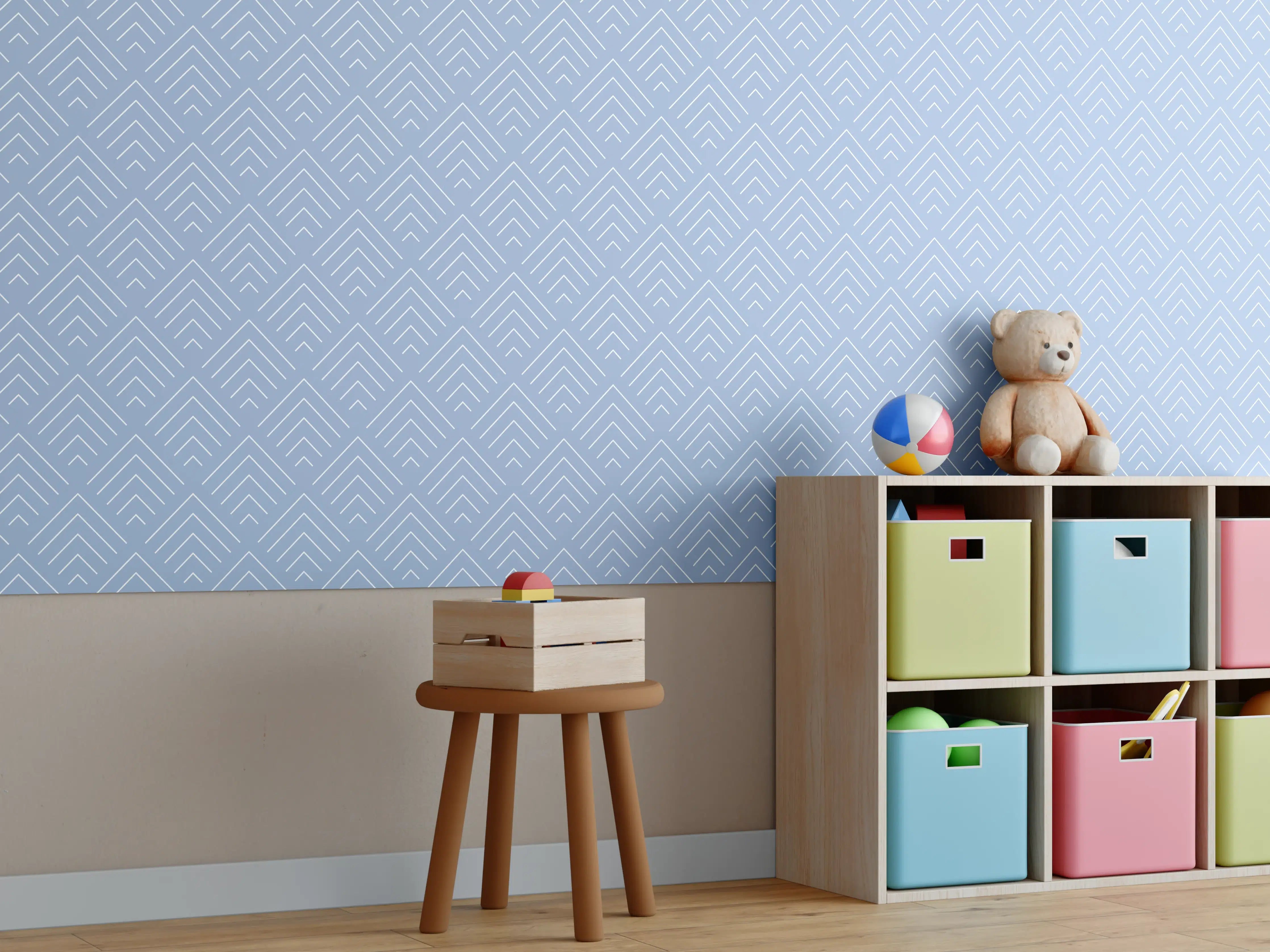 Kinderzimmer Wandgestaltung - Beruhigende Blau-Grau-Lösung