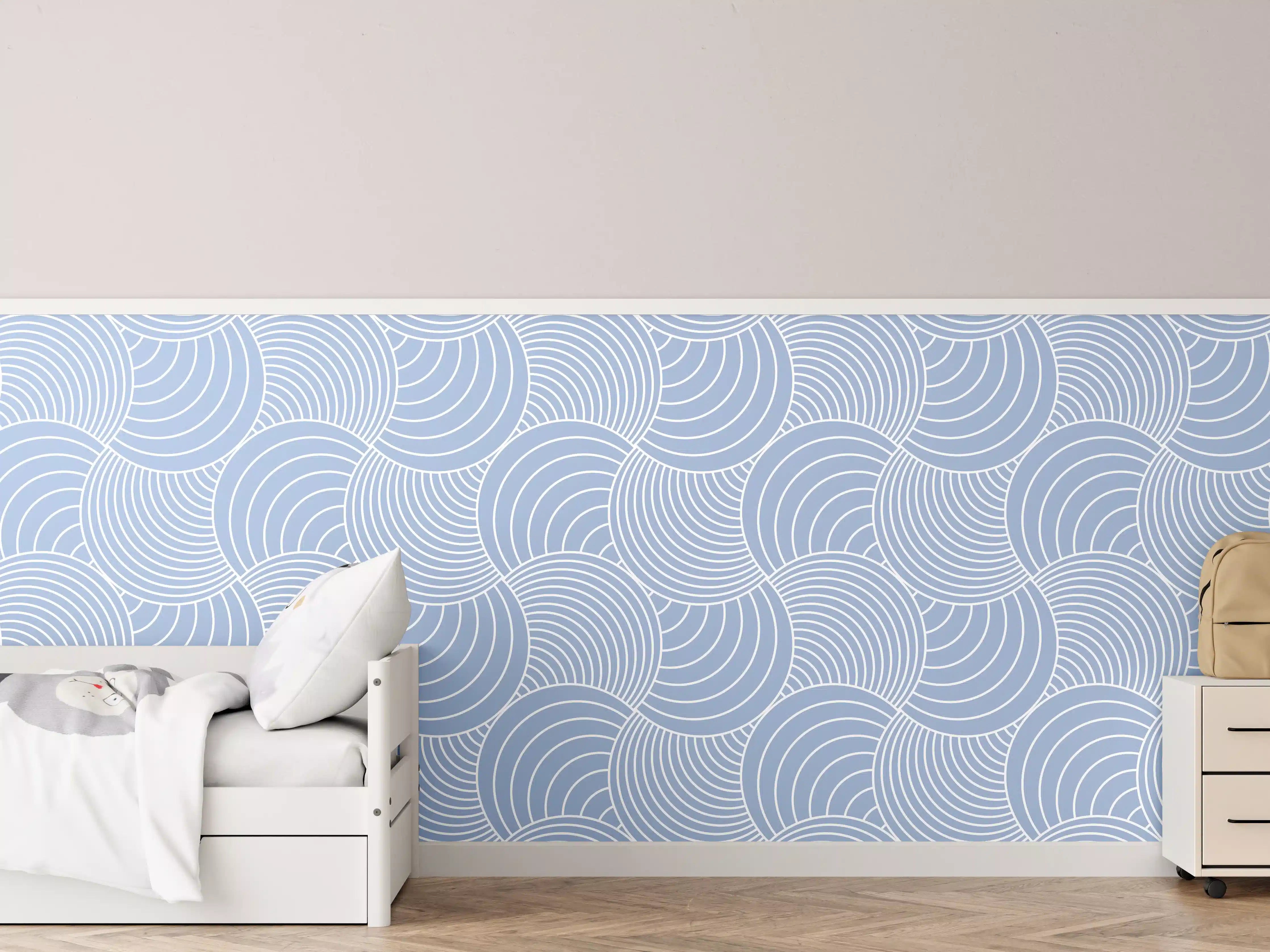 Kinderzimmer Wandgestaltung - Beruhigendes Blau-Wellendes Design