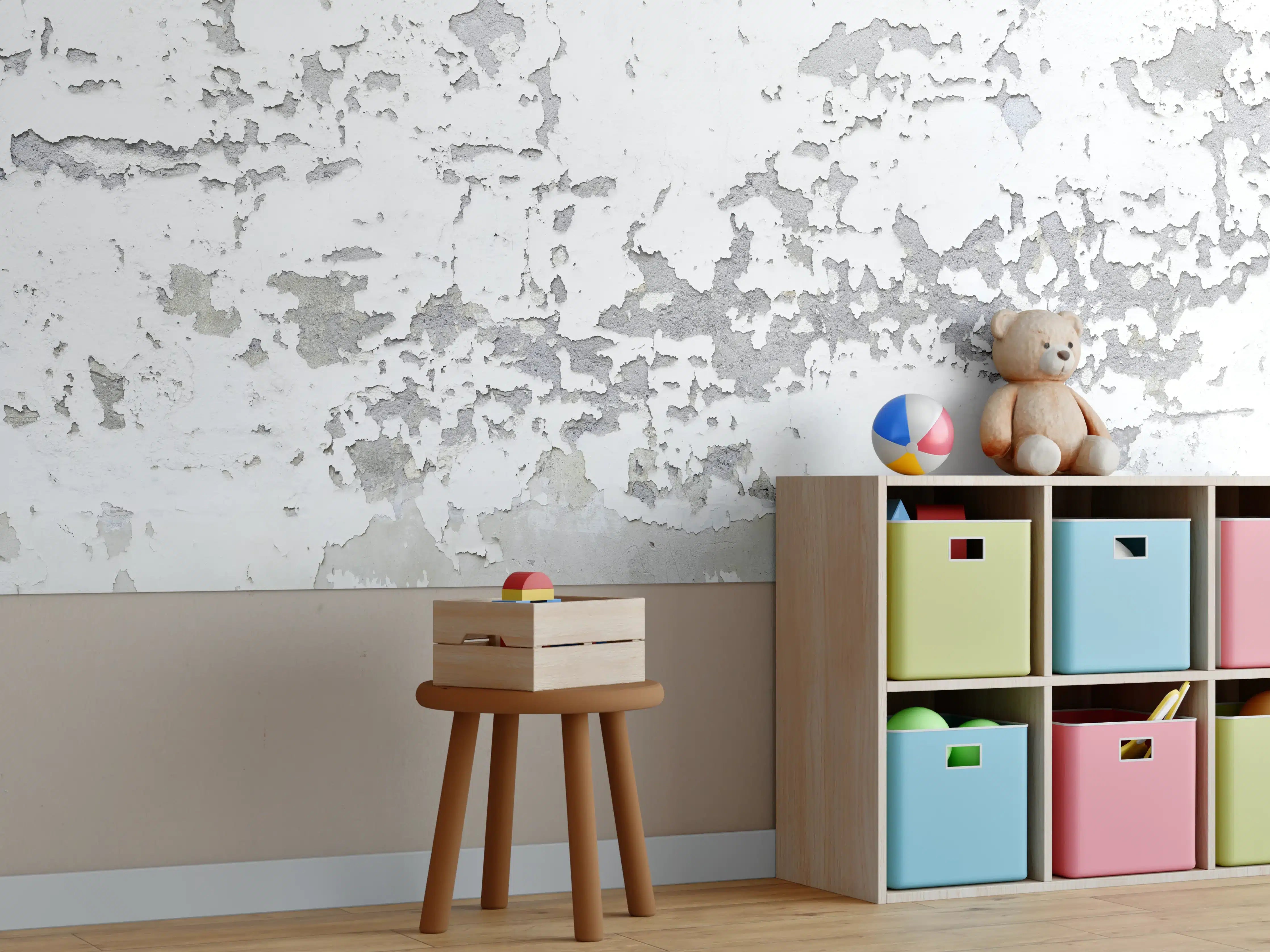 Kinderzimmer Wandgestaltung - Beschädigte Wandstruktur