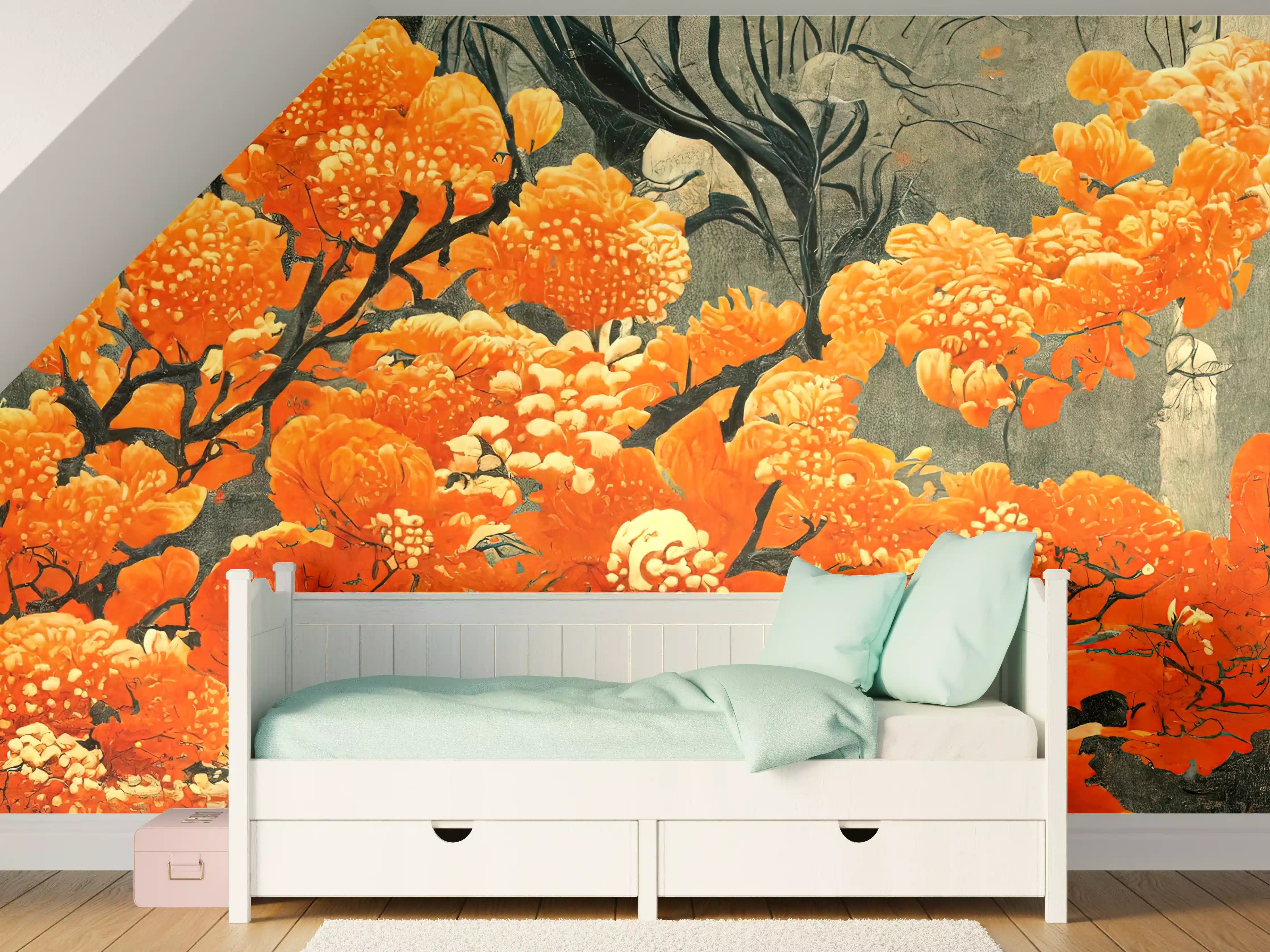 Kinderzimmer Wandgestaltung - Bezaubernder Orange-Hyazinthenstrauch