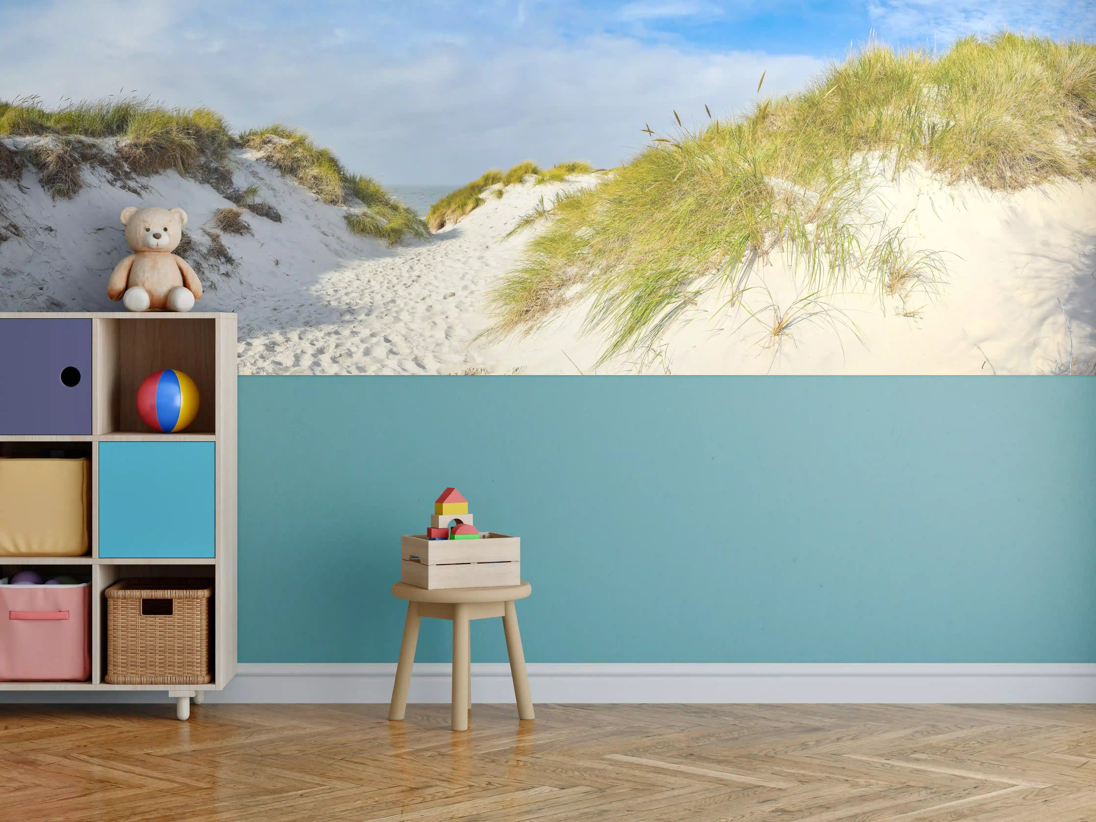 Kinderzimmer Wandgestaltung - Bilderbuch-Strandlandschaft mit Dünen