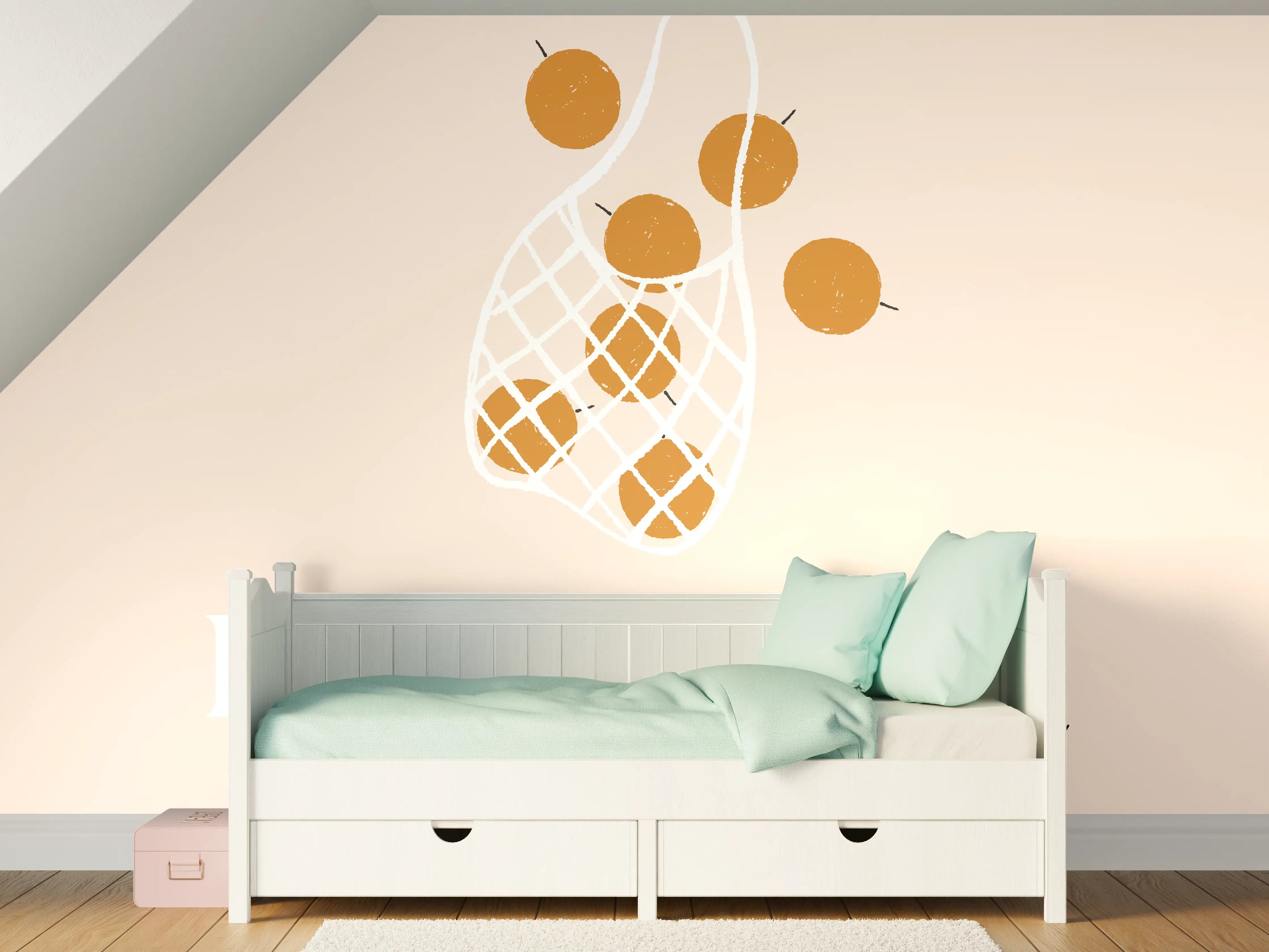 Kinderzimmer Wandgestaltung - Bio-Früchte Beige-Weiß Design