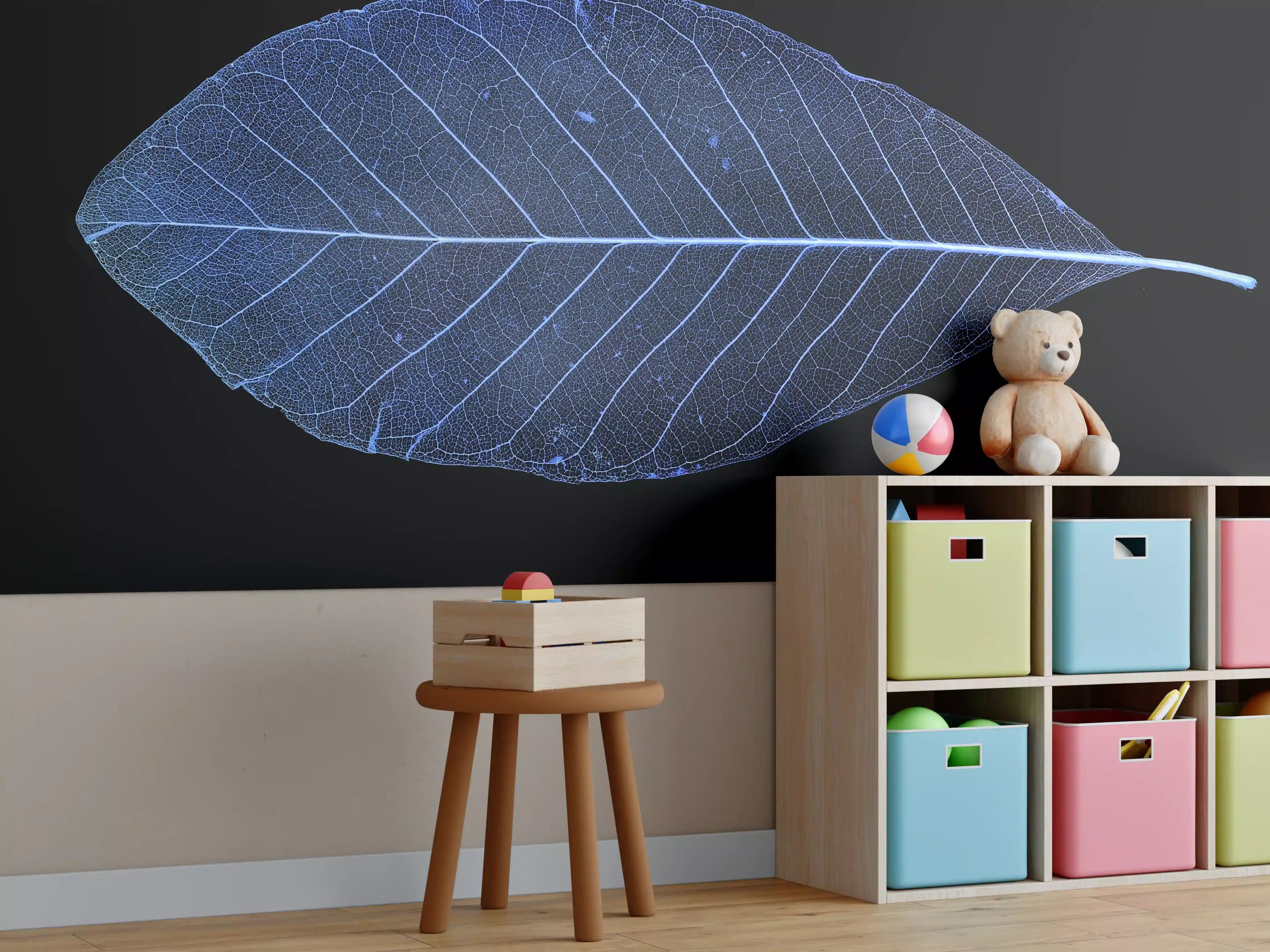 Kinderzimmer Wandgestaltung - Blatt-Textur-Muster 3