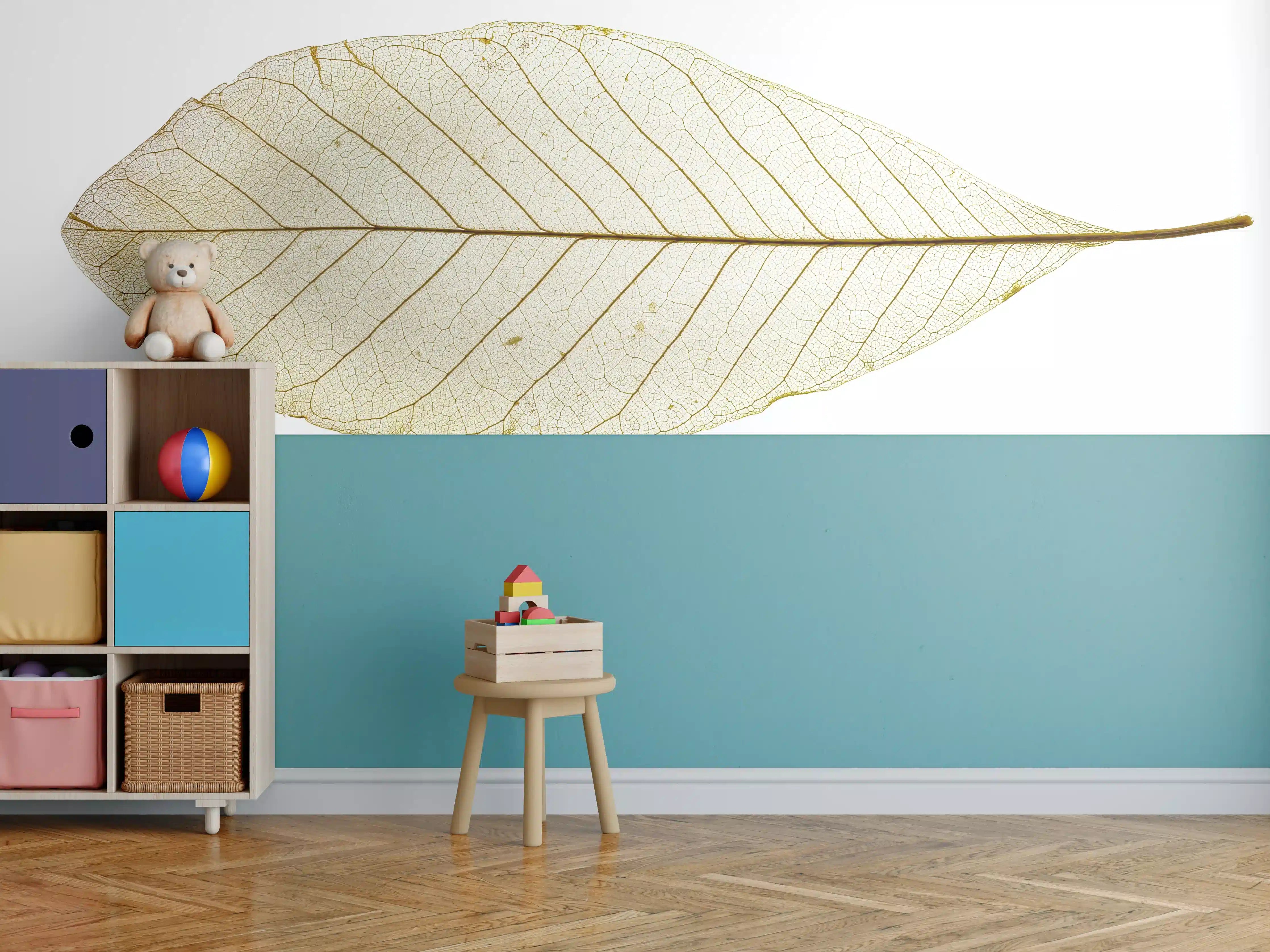 Kinderzimmer Wandgestaltung - Blatt-Textur-Muster