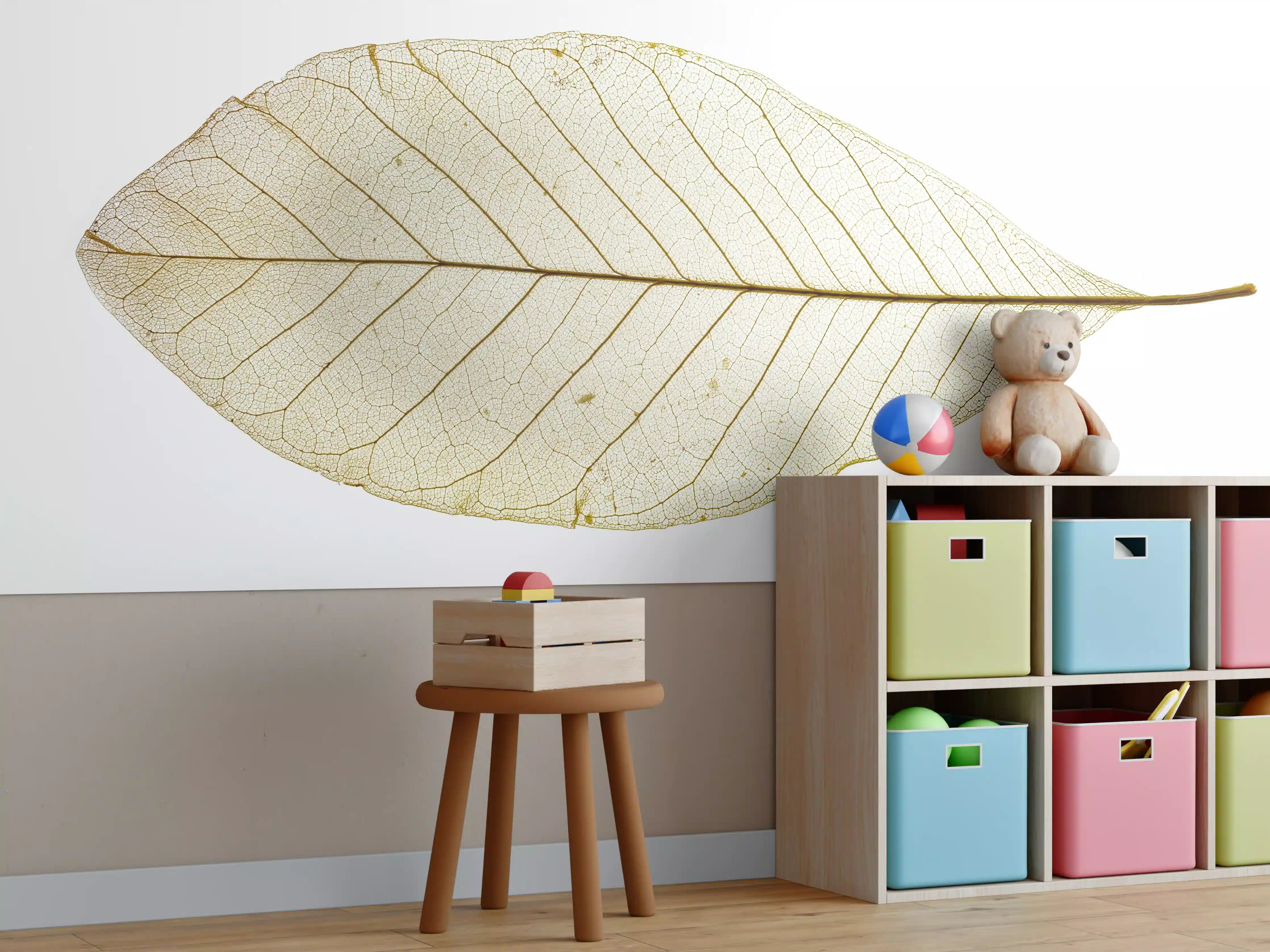 Kinderzimmer Wandgestaltung - Blatt-Textur-Muster