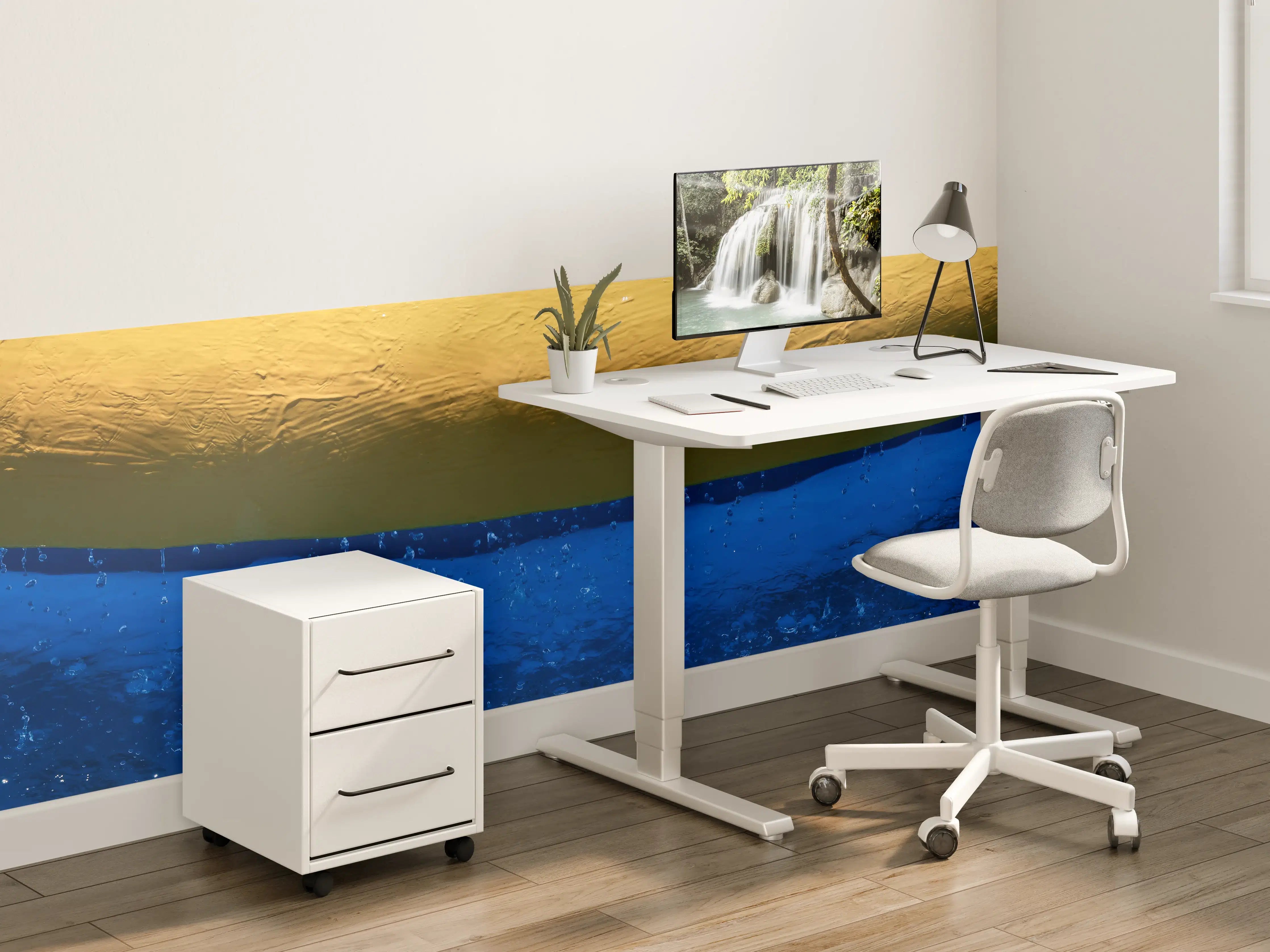 Kinderzimmer Wandgestaltung - Blau-Gelbes Pool-Design