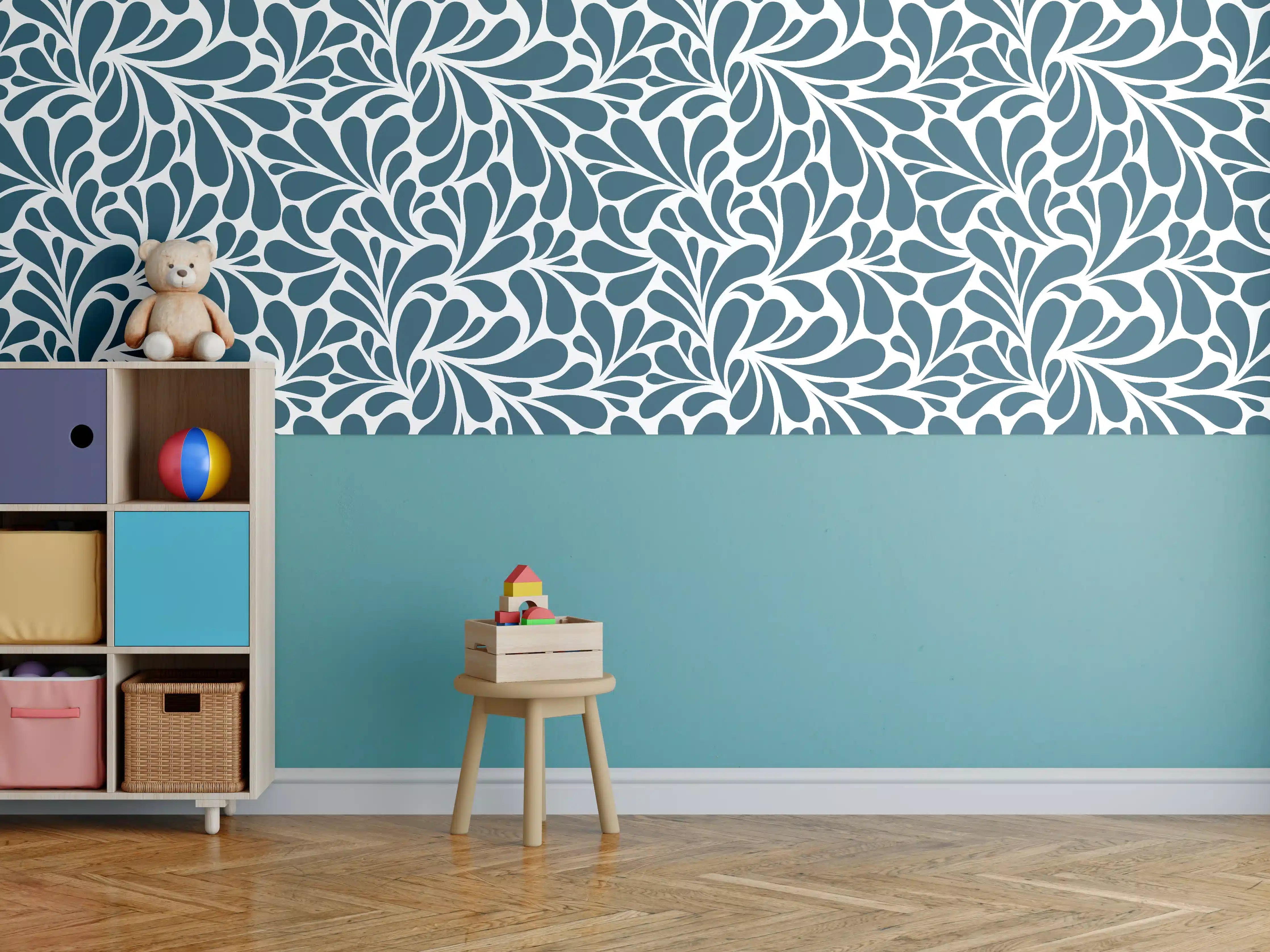 Kinderzimmer Wandgestaltung - Blau Petrolio - Elegante Wandgestaltung