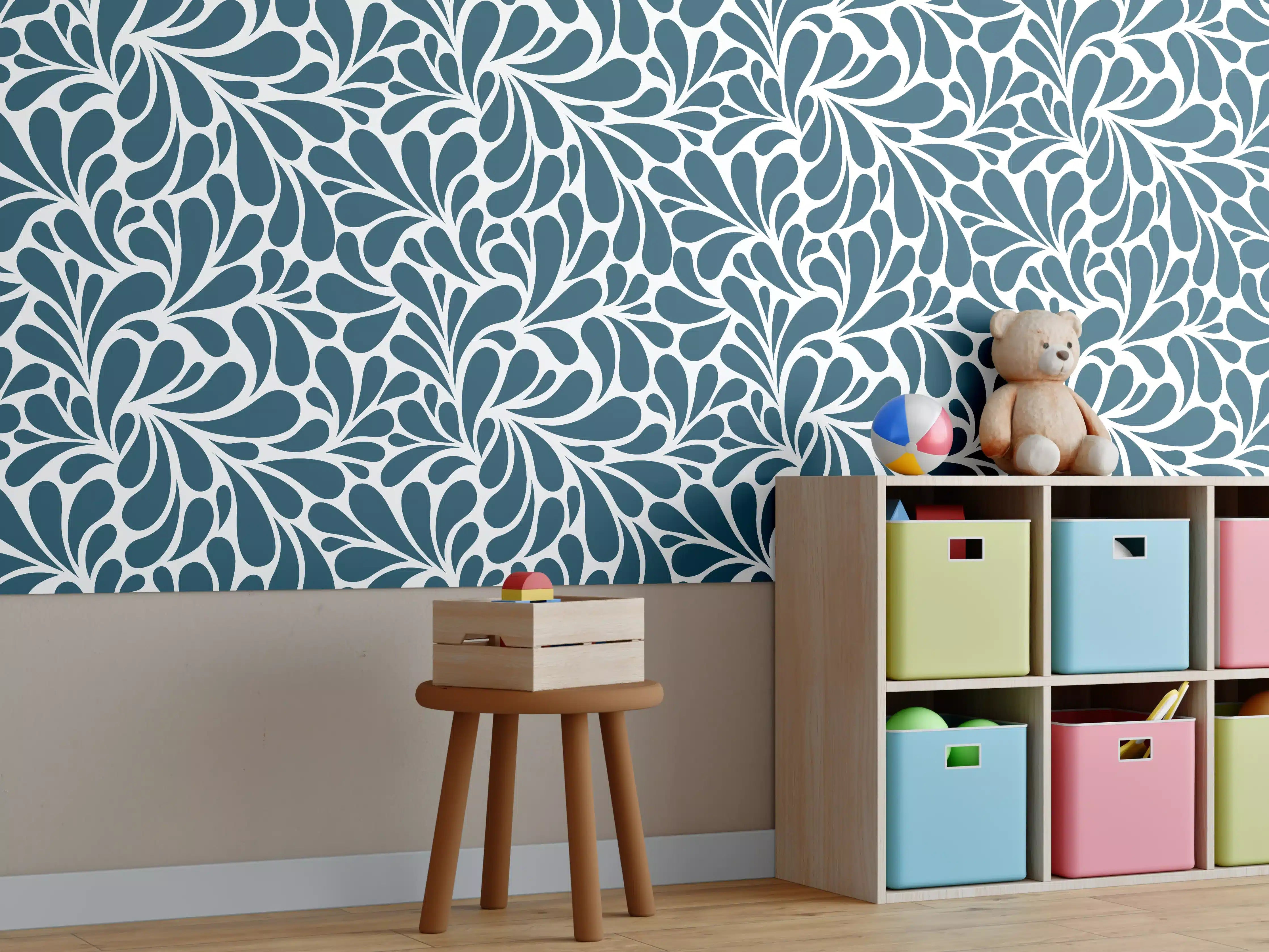 Kinderzimmer Wandgestaltung - Blau Petrolio - Elegante Wandgestaltung