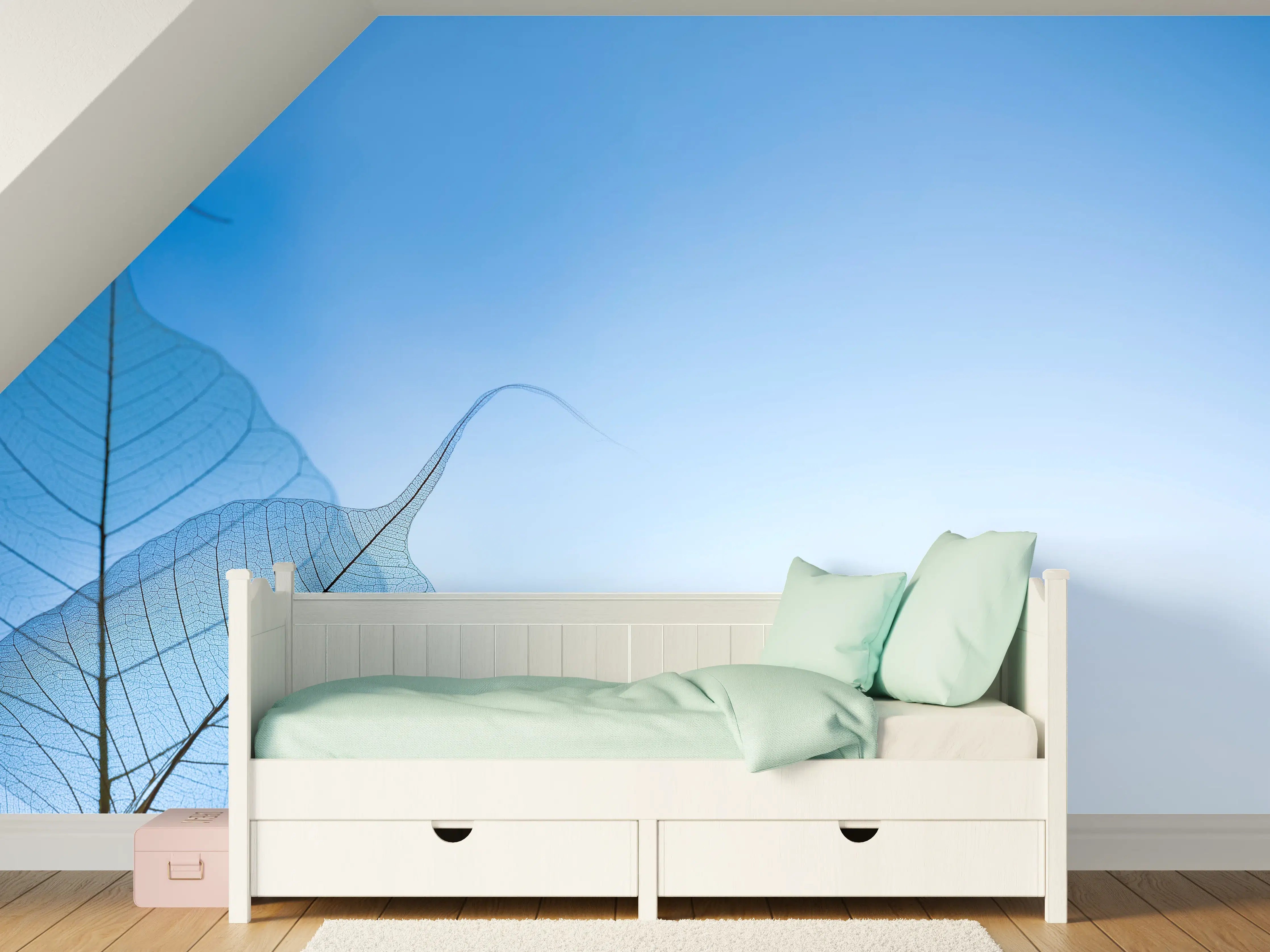 Kinderzimmer Wandgestaltung - Blau-Veined Transparentes Blattbild